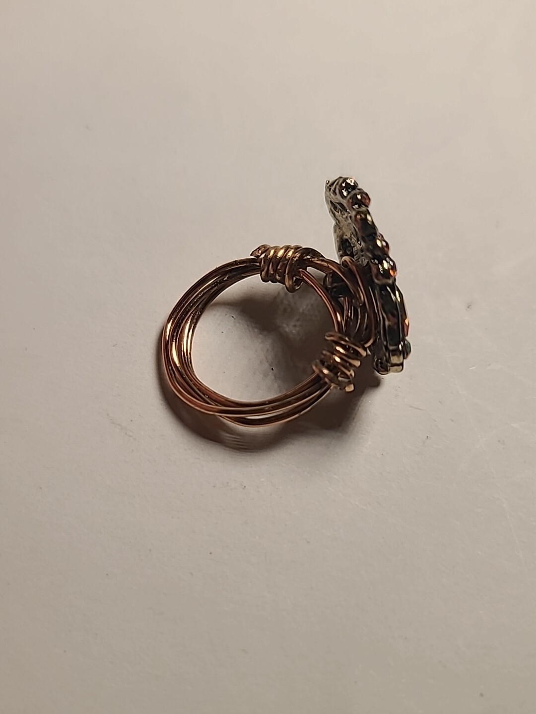 NEW Handmade Wire Wrapped Ring Goldtone Statement Beautiful Size 5