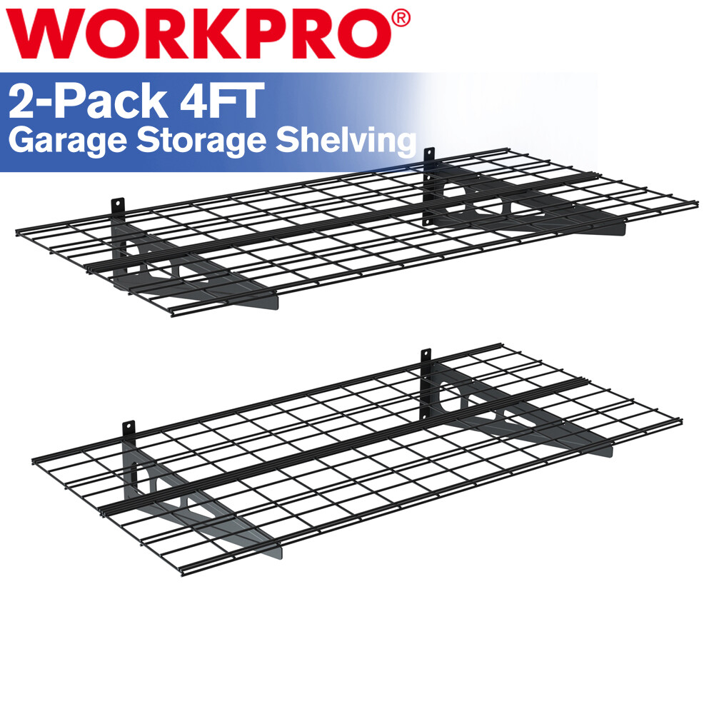 WORKPRO 2-Pack 2x4FT Garage Wall Shelving, 48” x 24” Heavy Duty Wall Mounted NEW