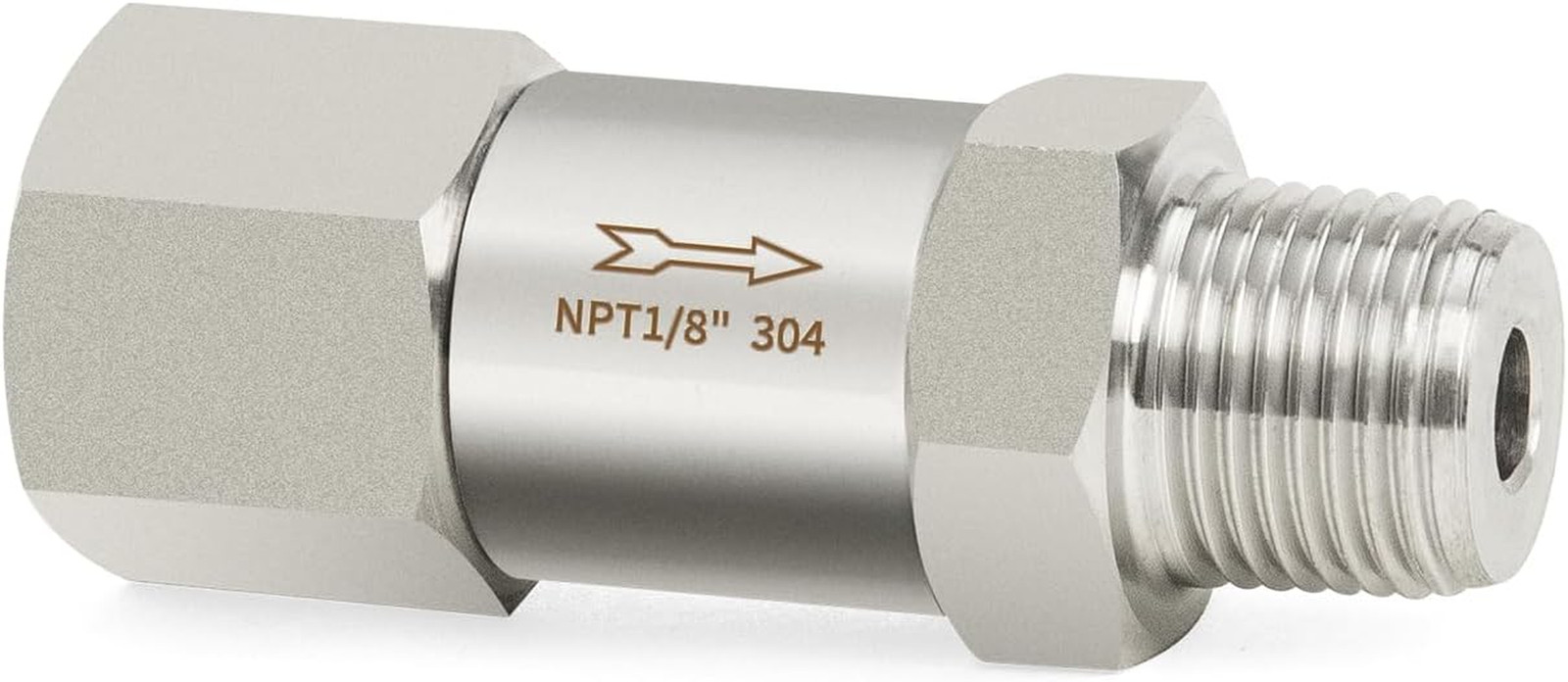 304 Stainless Steel In-Line Split Check Valve 1/8" NPT Male x 1/8" NPT Female Th