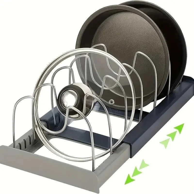 Expandable Stainless Steel Storage Rack Kitchen Cabinet Holder for Pan Pot Lid C