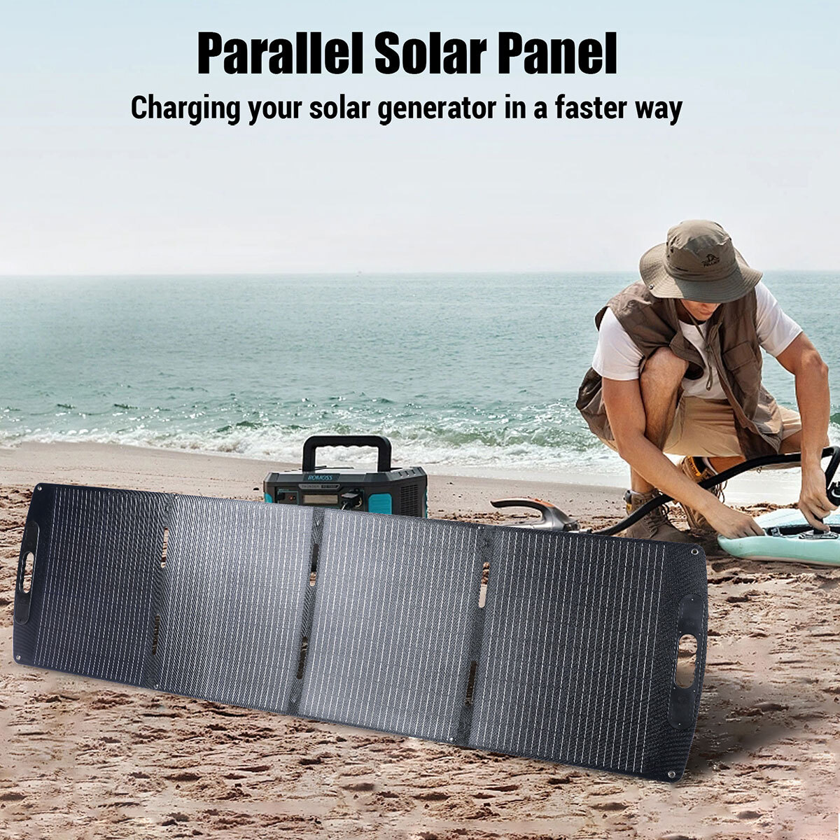 LINEBA 200W Lightweight Portable Solar Suitcase Foldable Solar Panel For Camping