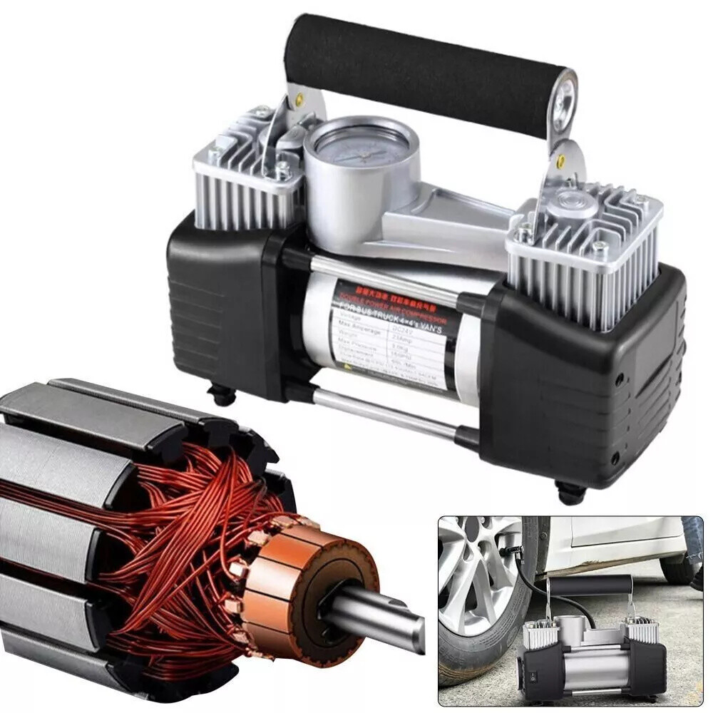Dual Cylinder 1 Portable Air Compressor- Ideal for Car Tires,Outdoor Emergencies