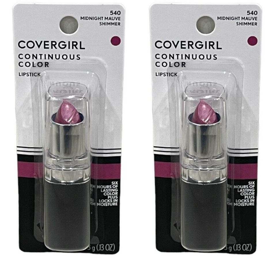Lot Of 2 Covergirl Continuous Color Lipstick 540 Midnight Mauve Shimmer