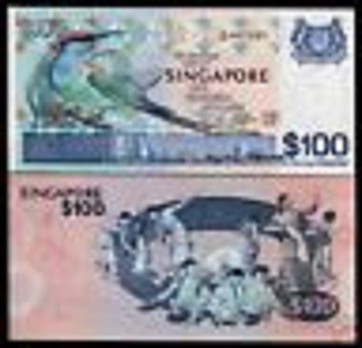 SINGAPORE 100 DOLLARS P-14 1977 x 1 Pc BEE EATER UNC BIRD SERIES DANCER BANKNOTE
