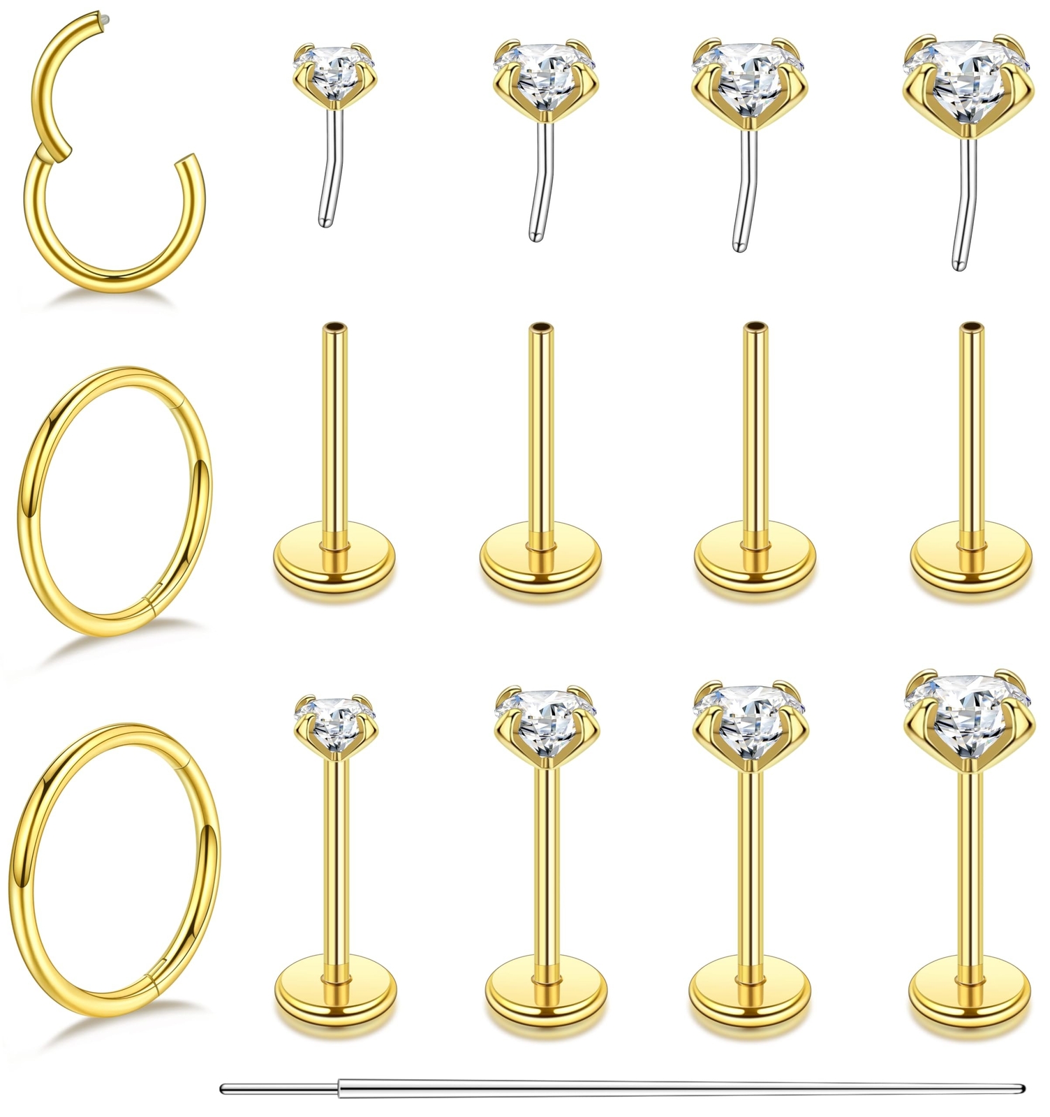 Nose Rings Studs for Women Lip Rings Piercing Jewelry Labret Threadless Nose ...