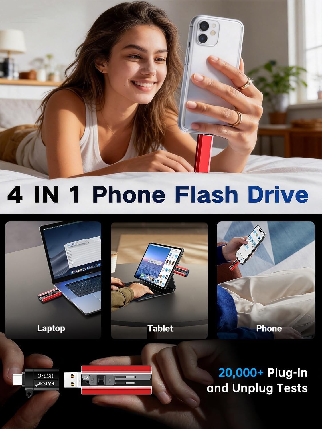 512GB Flash Drive for iPhone iPad Photo Backup External Memory Red