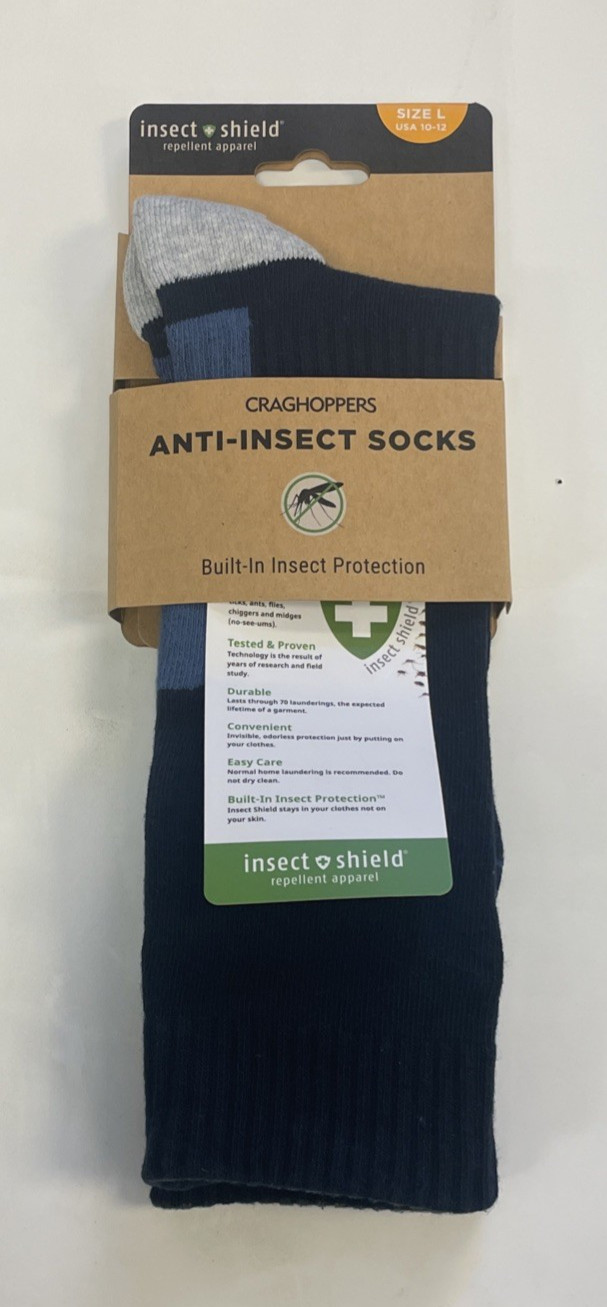 Craghoppers Anti-insect Shield Socks Pro Adventure Size Large 10-12 NEW Blue