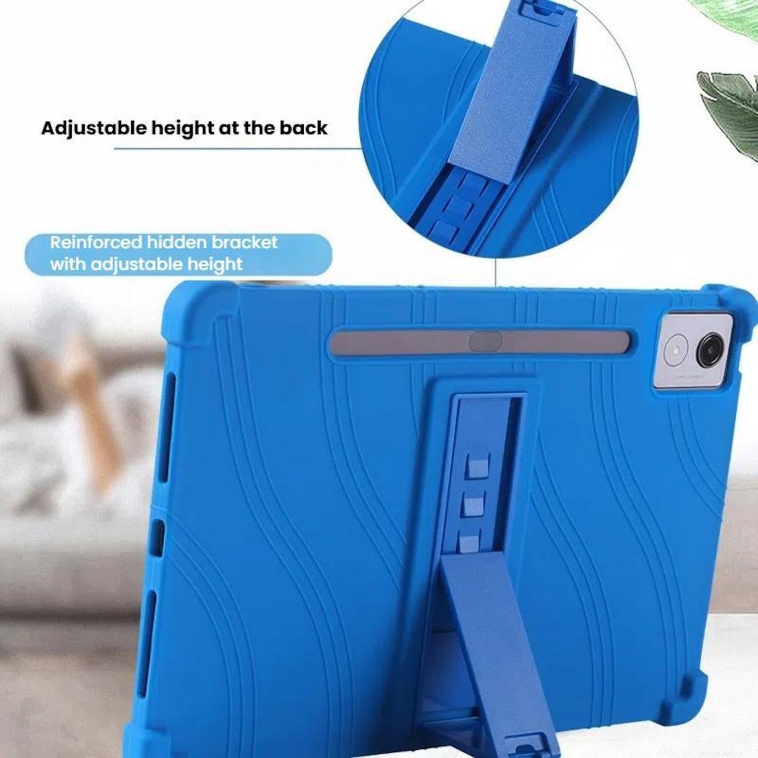 Silicone Case Cover For Lenovo Idea Tab Pro with Adjustable Holder Shockproof Black