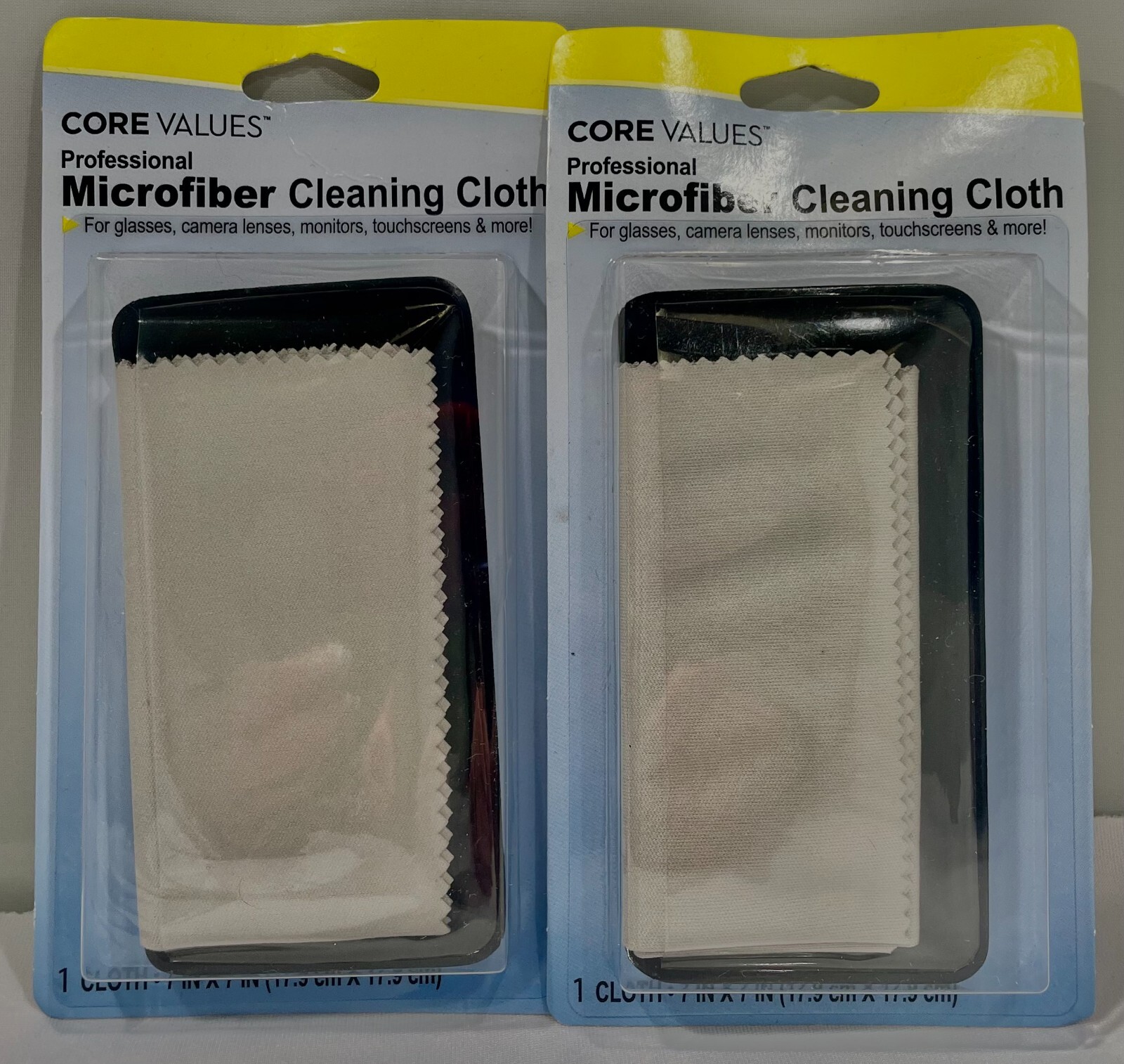 (2 PACK) Core Values Microfiber Cleaning Cloth, 7x7 in. - Glasses, Screens, Lens
