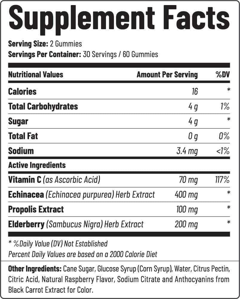 Organic Elderberry Gummies Chews Immune Support Supplement with Vitamin C - 60ct