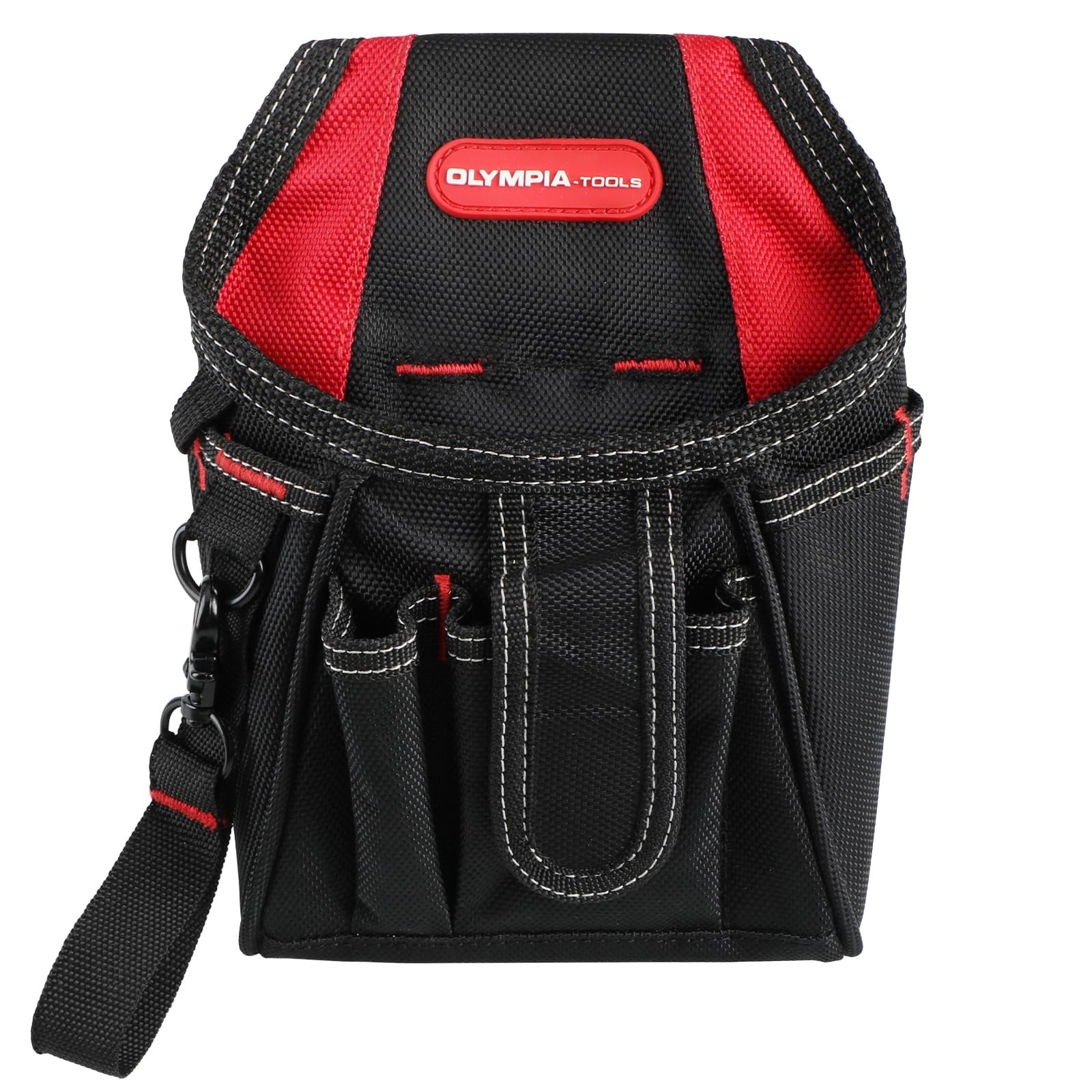Olympia Tools 7 Pocket Tool Pouch with Belt Clip, Black 9.3 inch, & Red