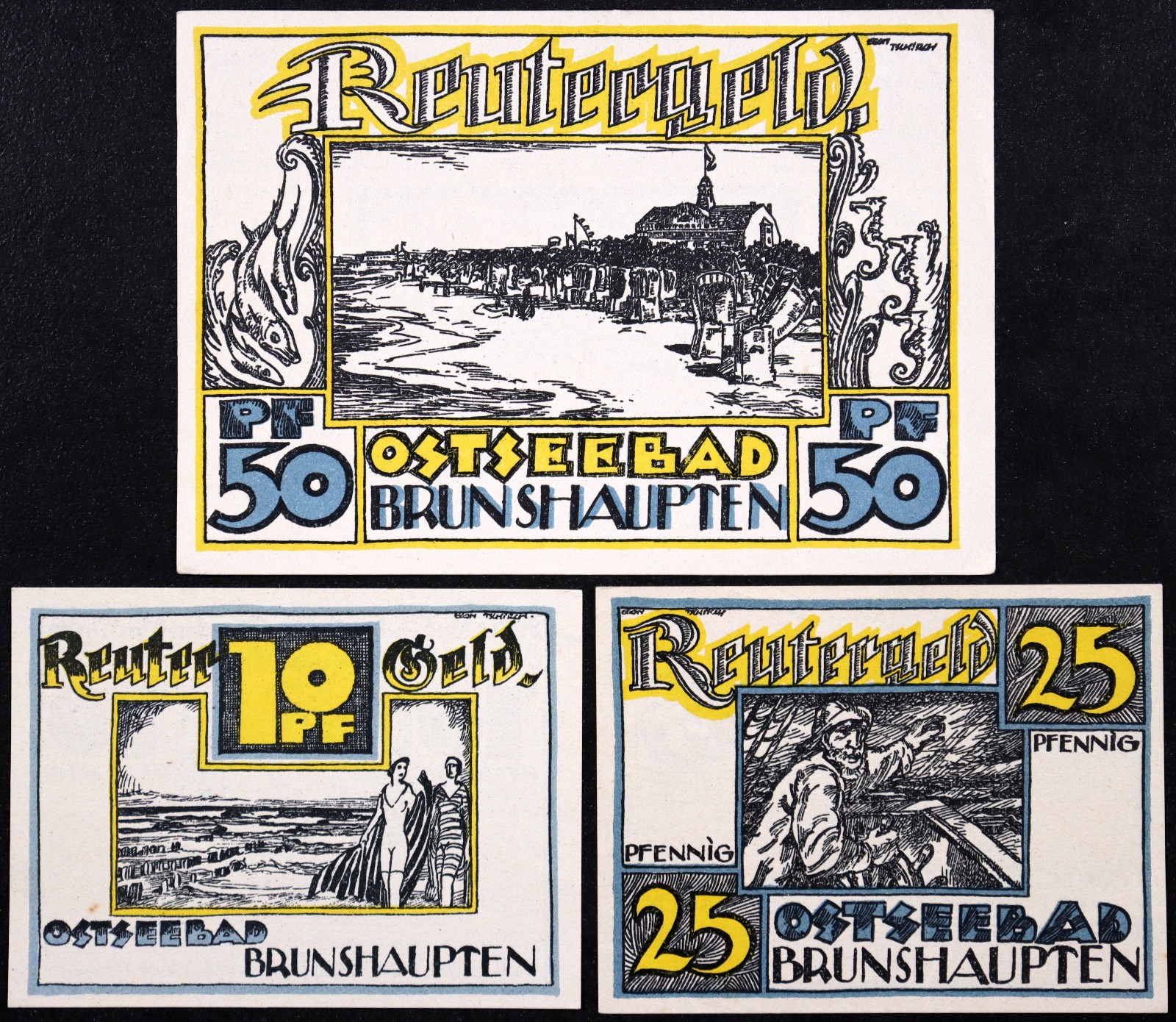 BRUNSHAUPTEN 1922 "Ship Captain, Baltic Sea Beach Scenes" Complete Reutergeld