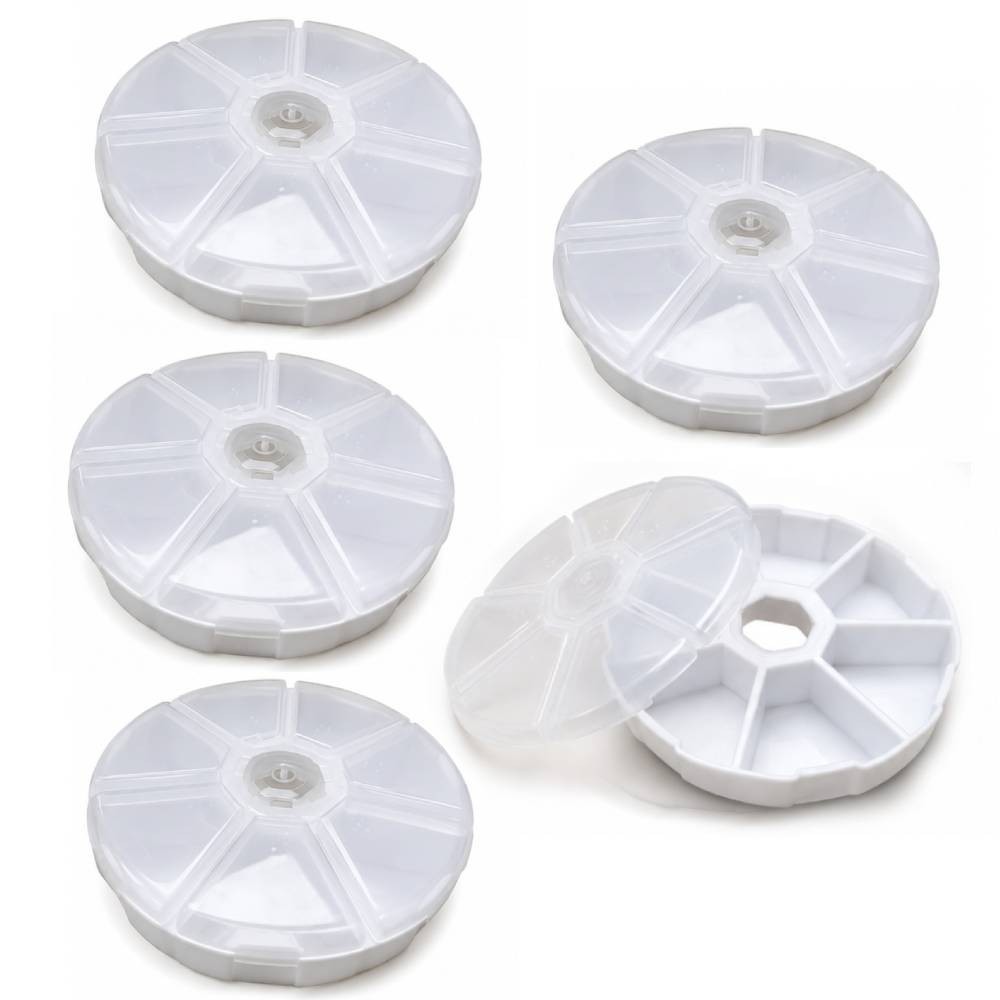 5 Pack Round Bead Storage Organizer 7 Compartment Clear Jewelry Craft Boxes