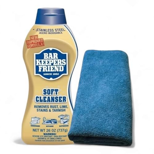 Bar Keepers, Friend Soft Cleanser (26 Oz) with  Microfiber Cleaning Cloth