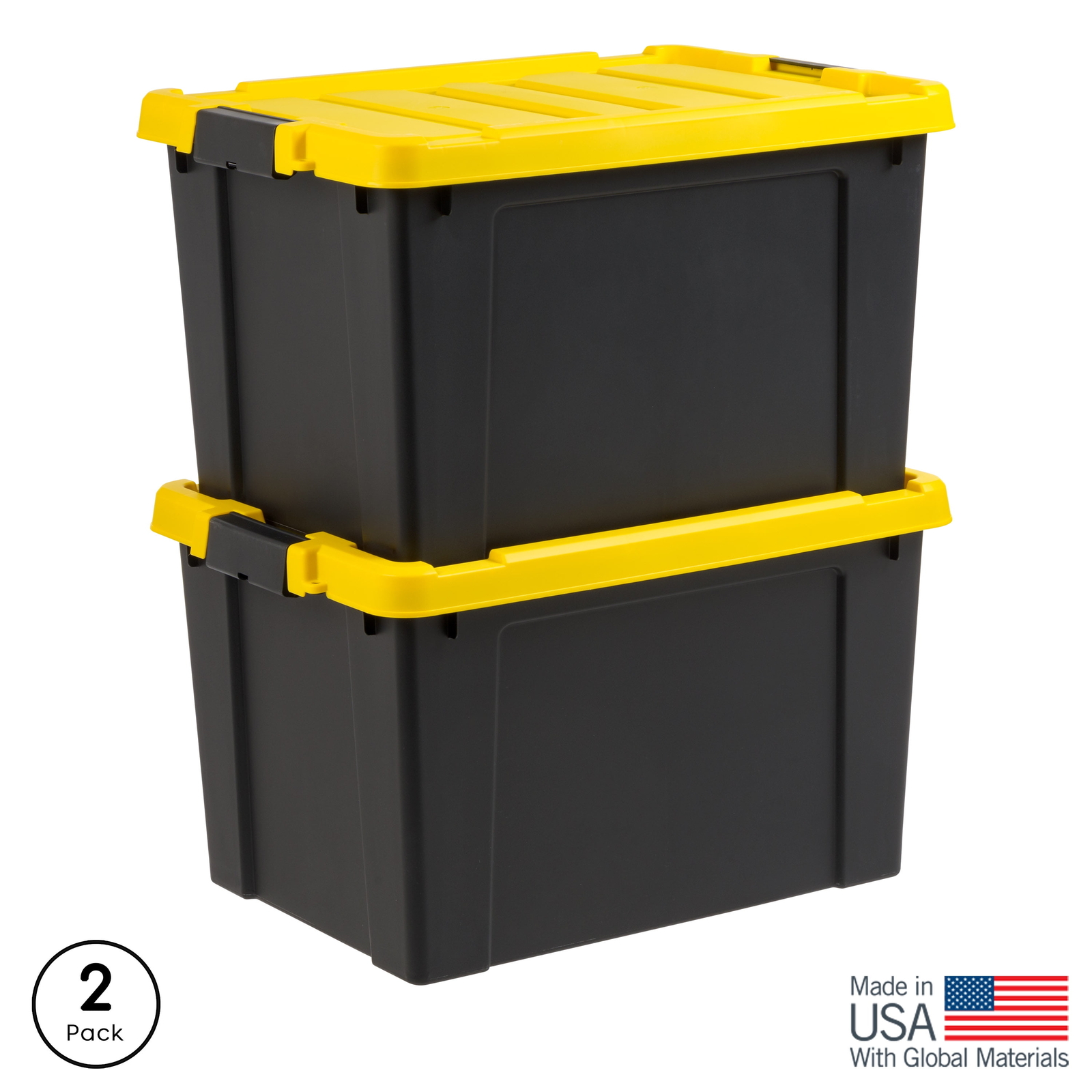 19 Gal.Plastic Storage Bins with Lids,Latching Totes, Heavy Duty Containers 2Pk