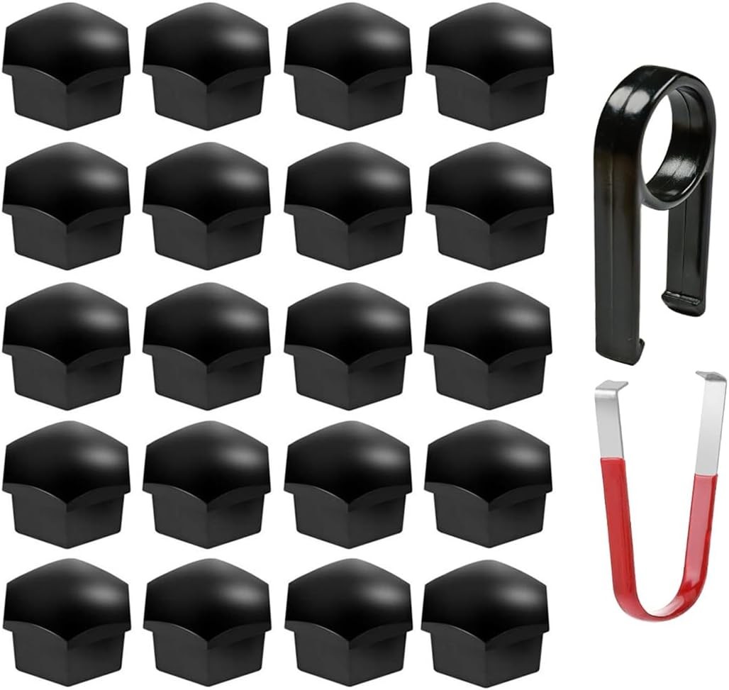 24pcs 17mm Hexagonal Wheel Nut Caps Covers Grey with Removal Tool