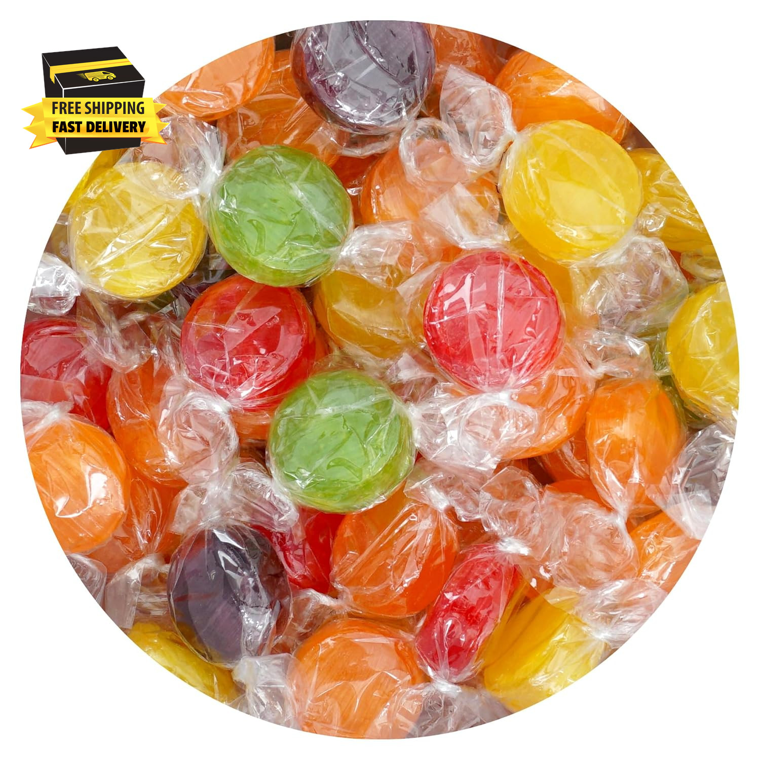 Assorted Fruit Hard Candy, 1 Pound Bulk Candy (Approx. 75 Pcs.), Individually Wr