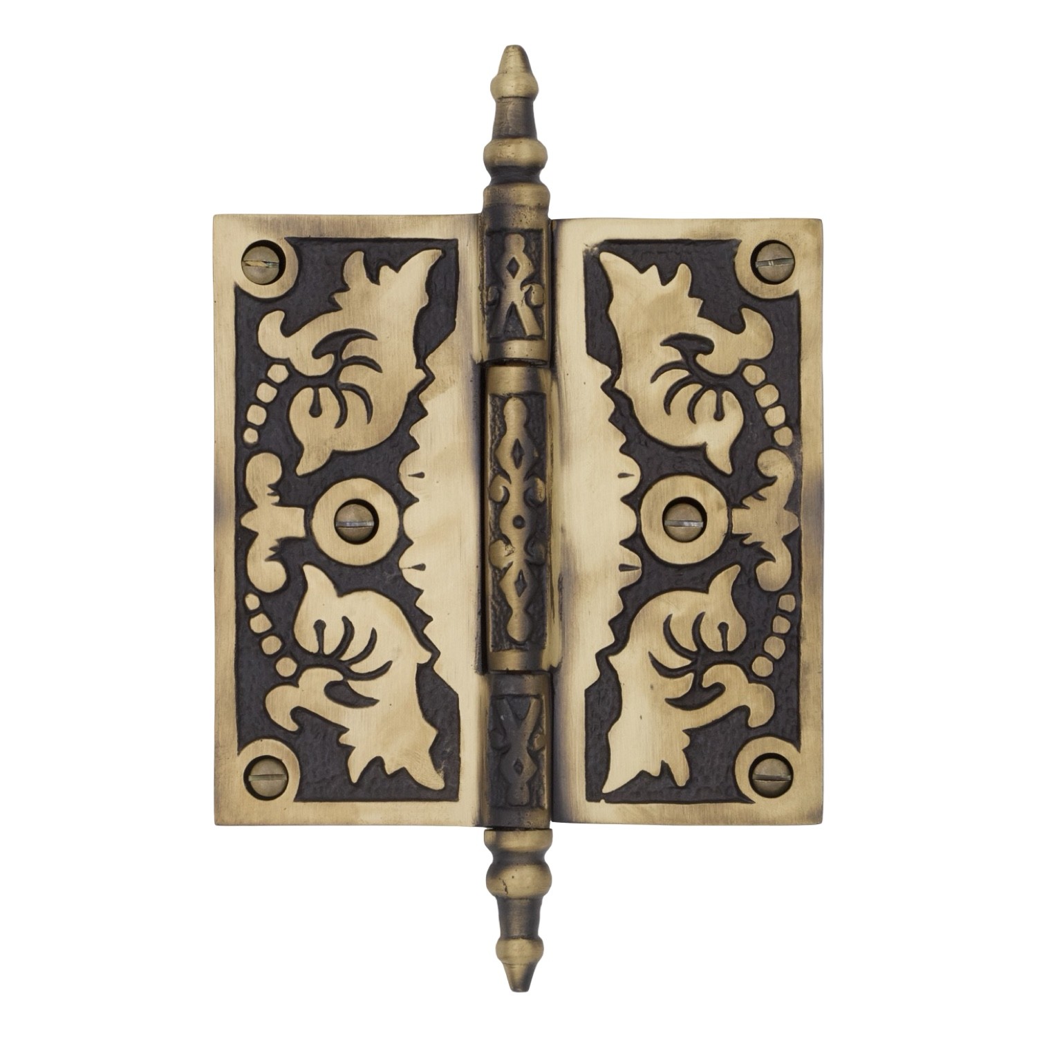 Victorian Style 4 Inch Door Hinge Highlighted Bronze in Solid Brass