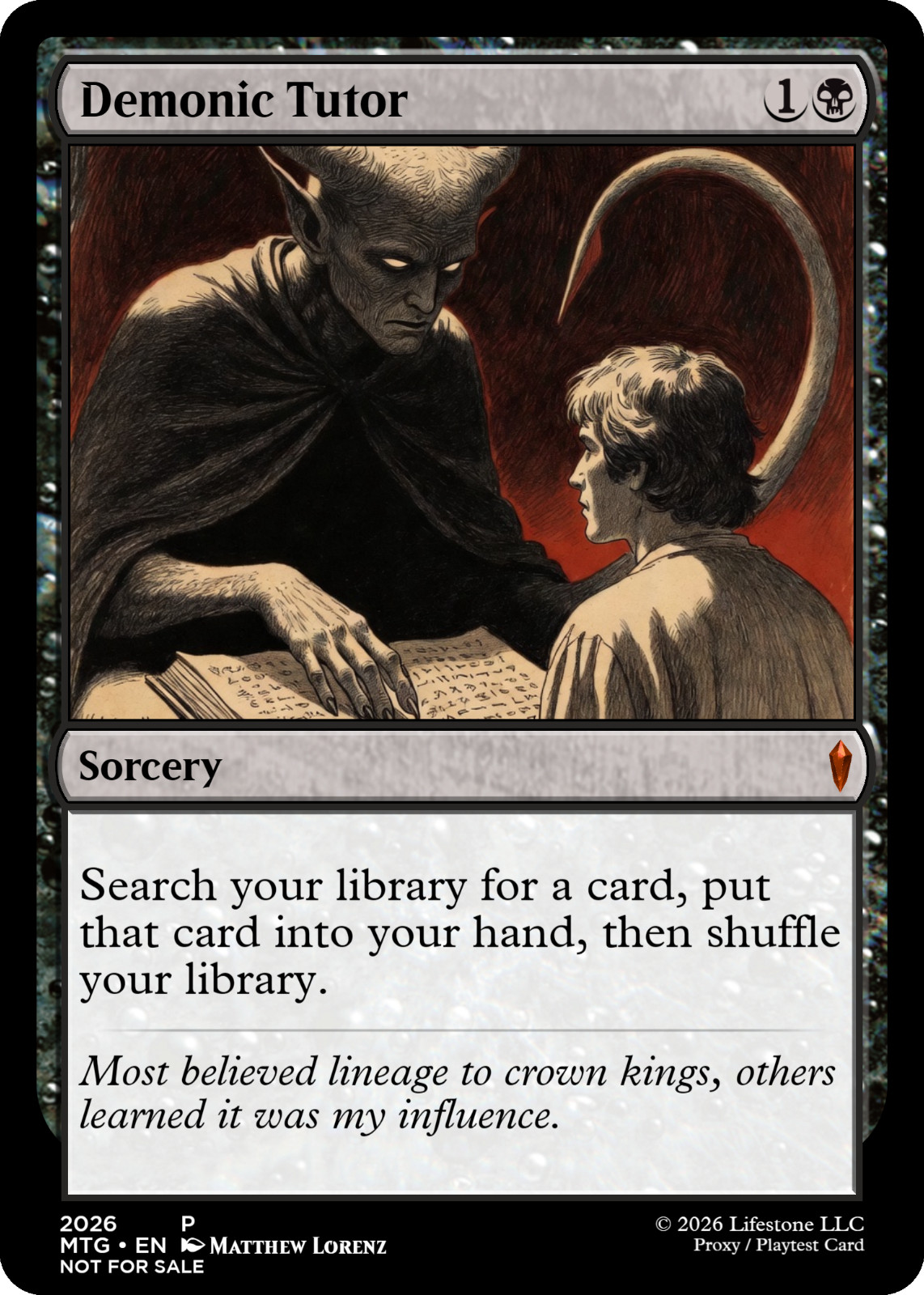 Demonic Tutor - Premium Quality - Not Tournament Authorized