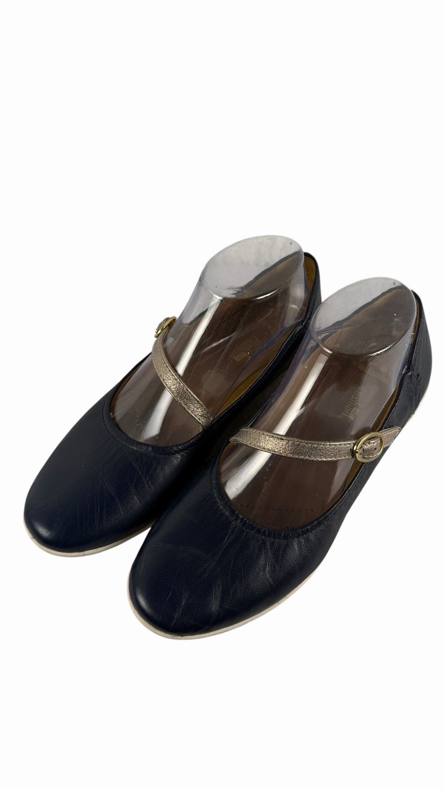 Clarks Womens 8M Helina Amo Mary Jane Ballet Flats Platinum Navy Blue Leather