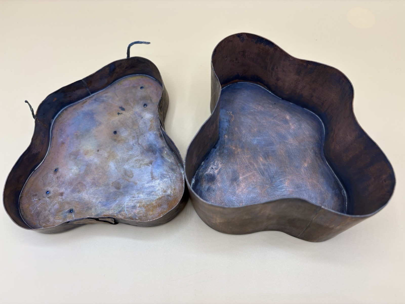 Hand Crafted Lidded Copper Box, Amoeba Shape