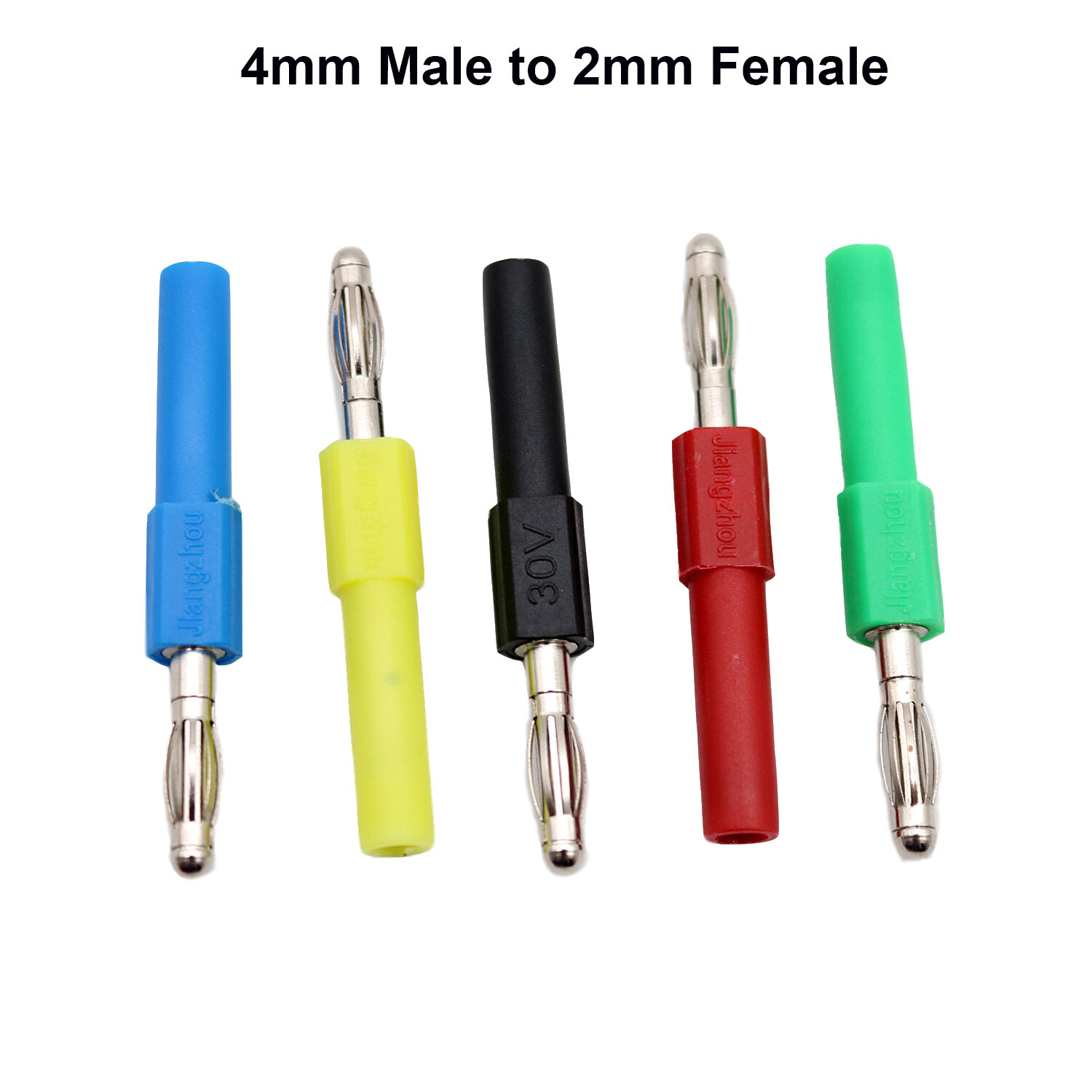 5x 30V 4mm Male to 2mm Female Banana Plug Jack Test Probe Connectors Adapter 5C
