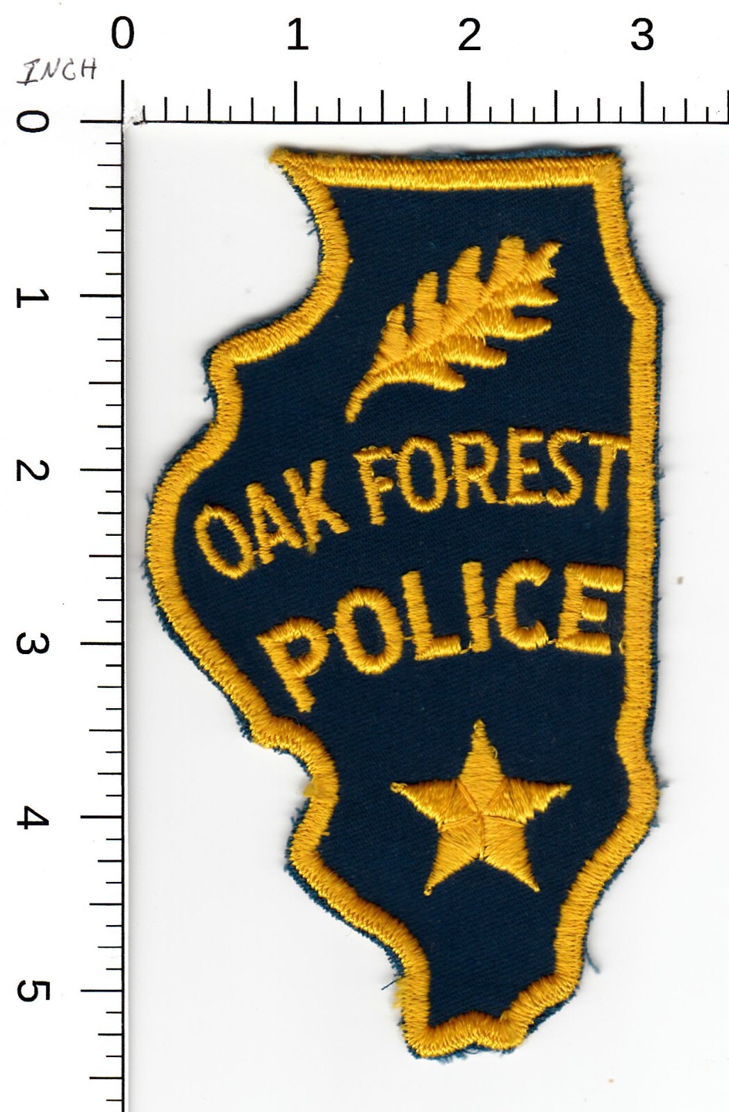 VINTAGE OAK FOREST STATE SHAPE CC BACKING ILLINOIS POLICE COLLECTIBLE PATCH