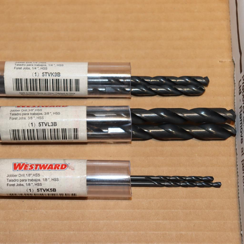 Lot of 6 Westward HSS 12" Long Bits New 2ea 1/8" 5TVK5 1/4" 5TVK9 3/8" 5TVL3