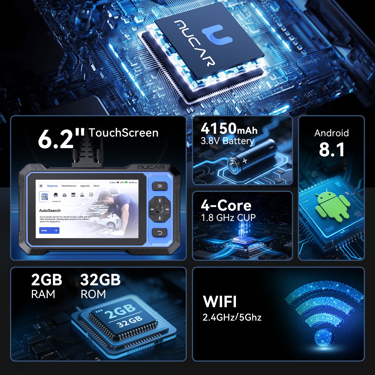 MUCAR 682 NEW Car Diagnostic OBD2 Scanner Full System 20+ Services Bidirectional
