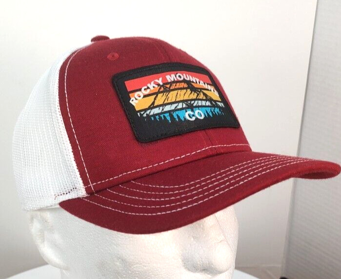 Rocky Mountains Colorado Truckers Cap/Hat Two Tone Maroon/White Snapback/Mesh