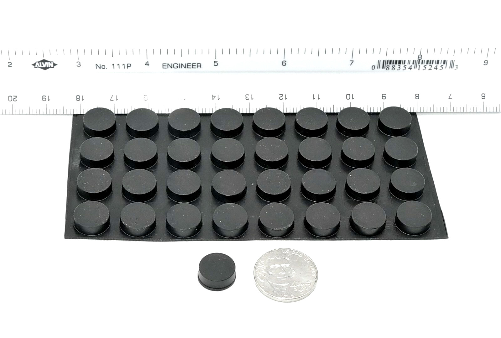 7/16" x 3/16" Black Silicone Rubber Feet Peel & Stick for Guitar Pedals 32 Pack