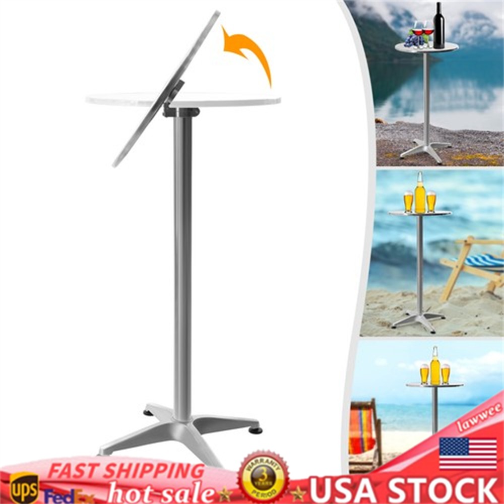 23.6" Round Pub Table Bistro Bar Height Cocktail Table W/ 90° Foldable Table