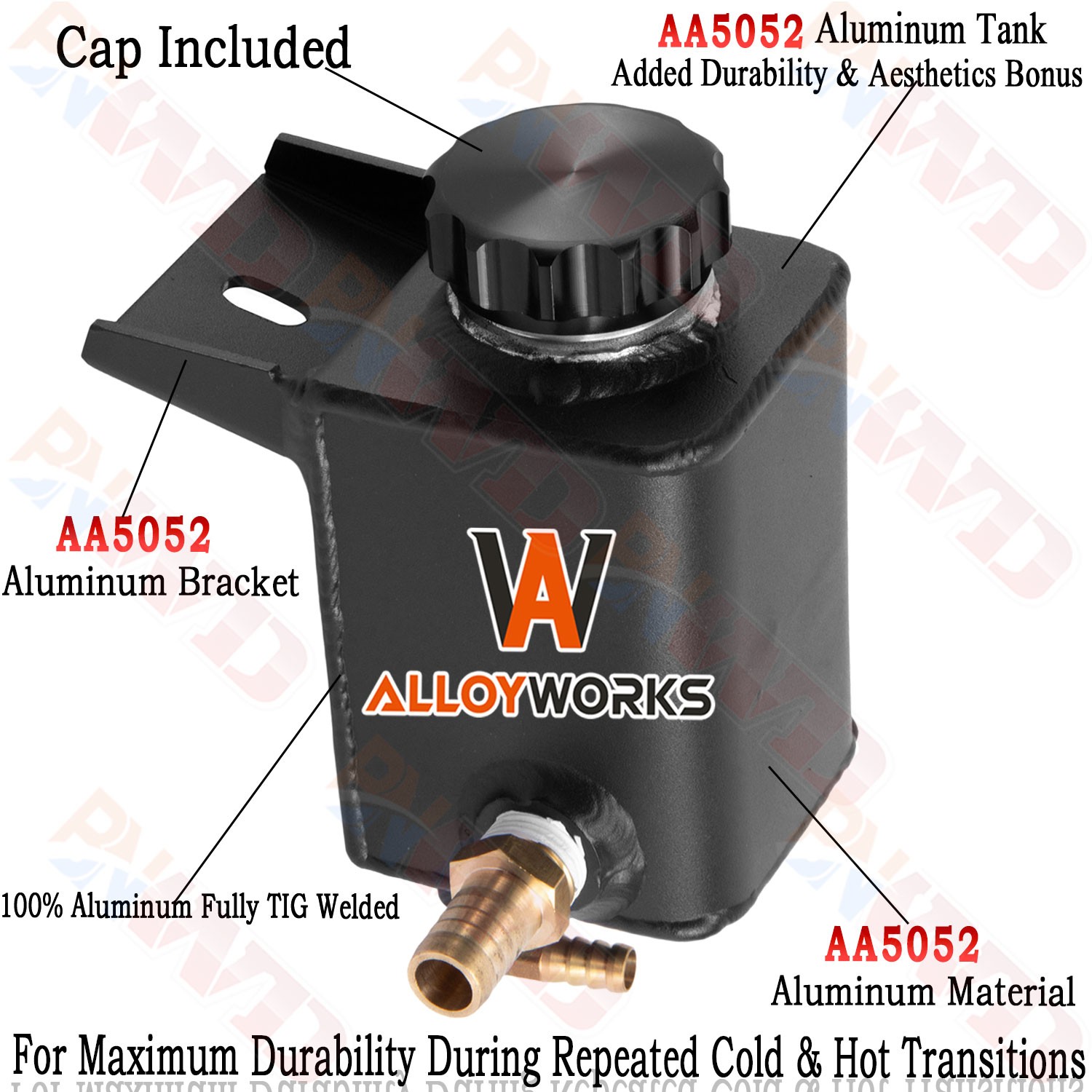 Aluminum Black Power Steering Reservoir Tank for 2005-18 Ford Mustang EcoBoost