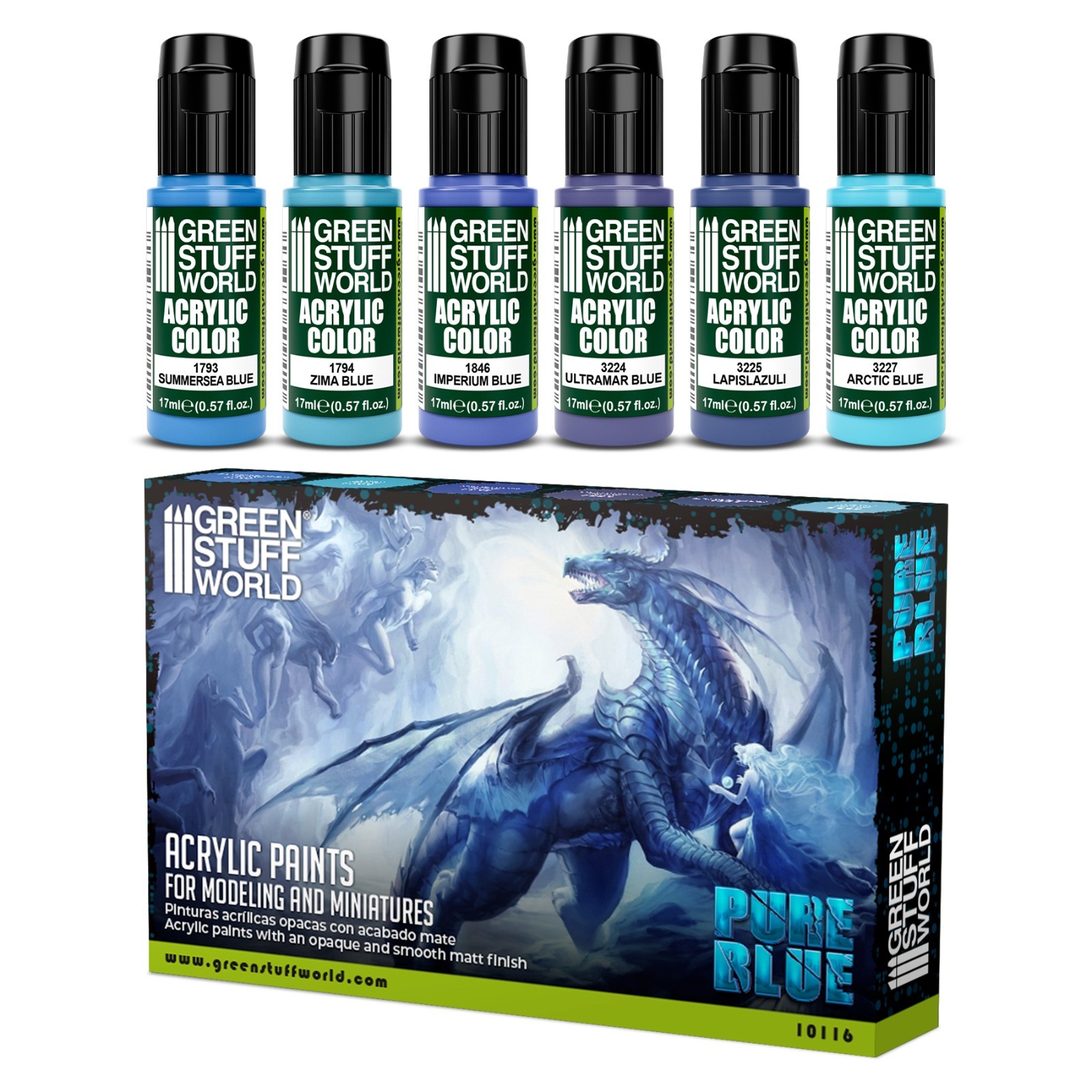 Paint Set - Blue - Airbrush Brush acrylic 17ml Blue tones Hobby paint wargames