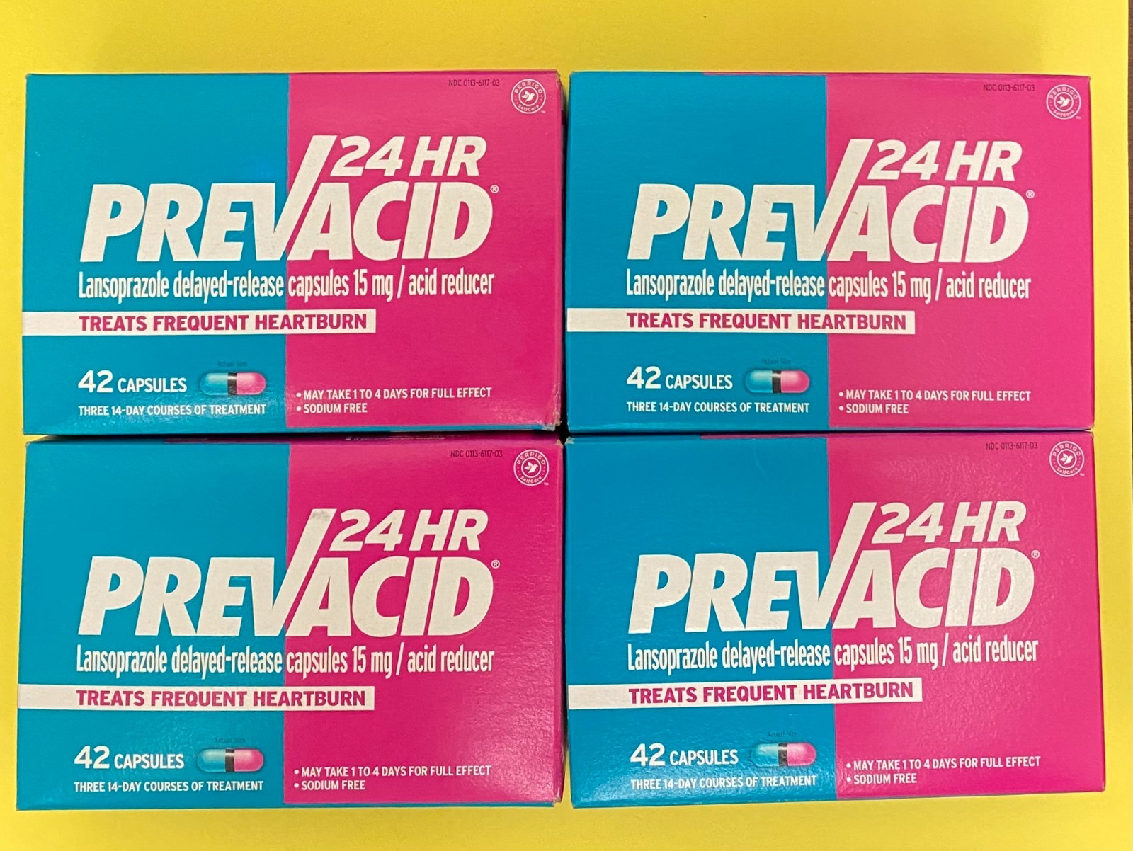 4 Pack Prevacid 24 Hour Acid Reducer 15mg 42 Capsules Each Box Exp 08/2026