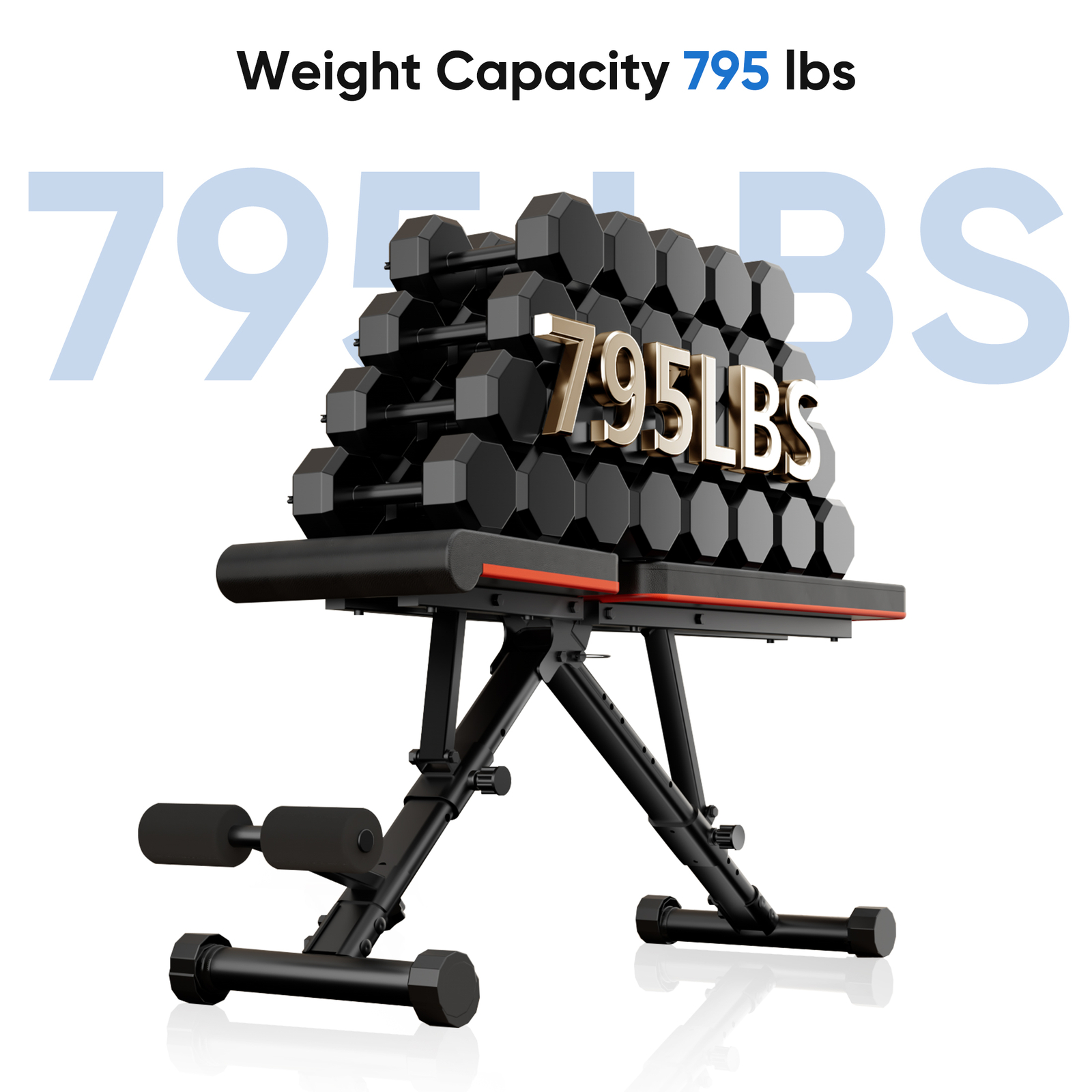 Foldable Home Gym Stool, Sit-Up Stool, Training Bench with Adjustable Back