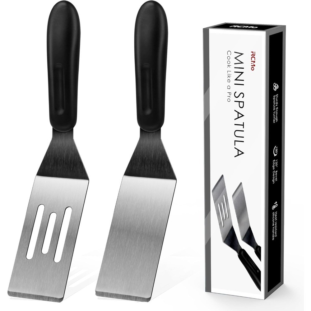 Professional Mini Serving Spatula Set, 2 Piece Stainless Steel Metal Spatula