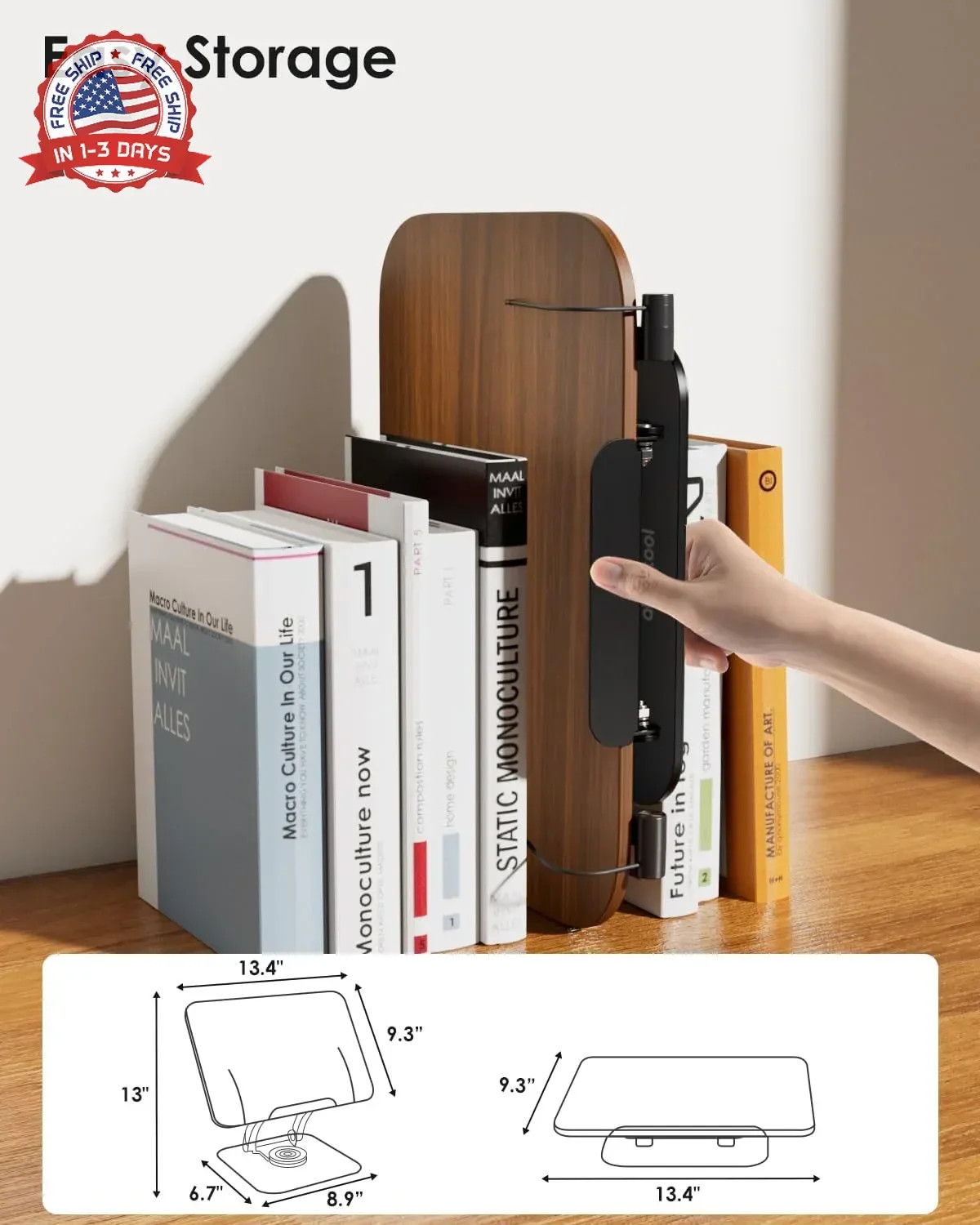 Book Stand for Reading, Adjustable Book Holder with 360° Swivel Base &