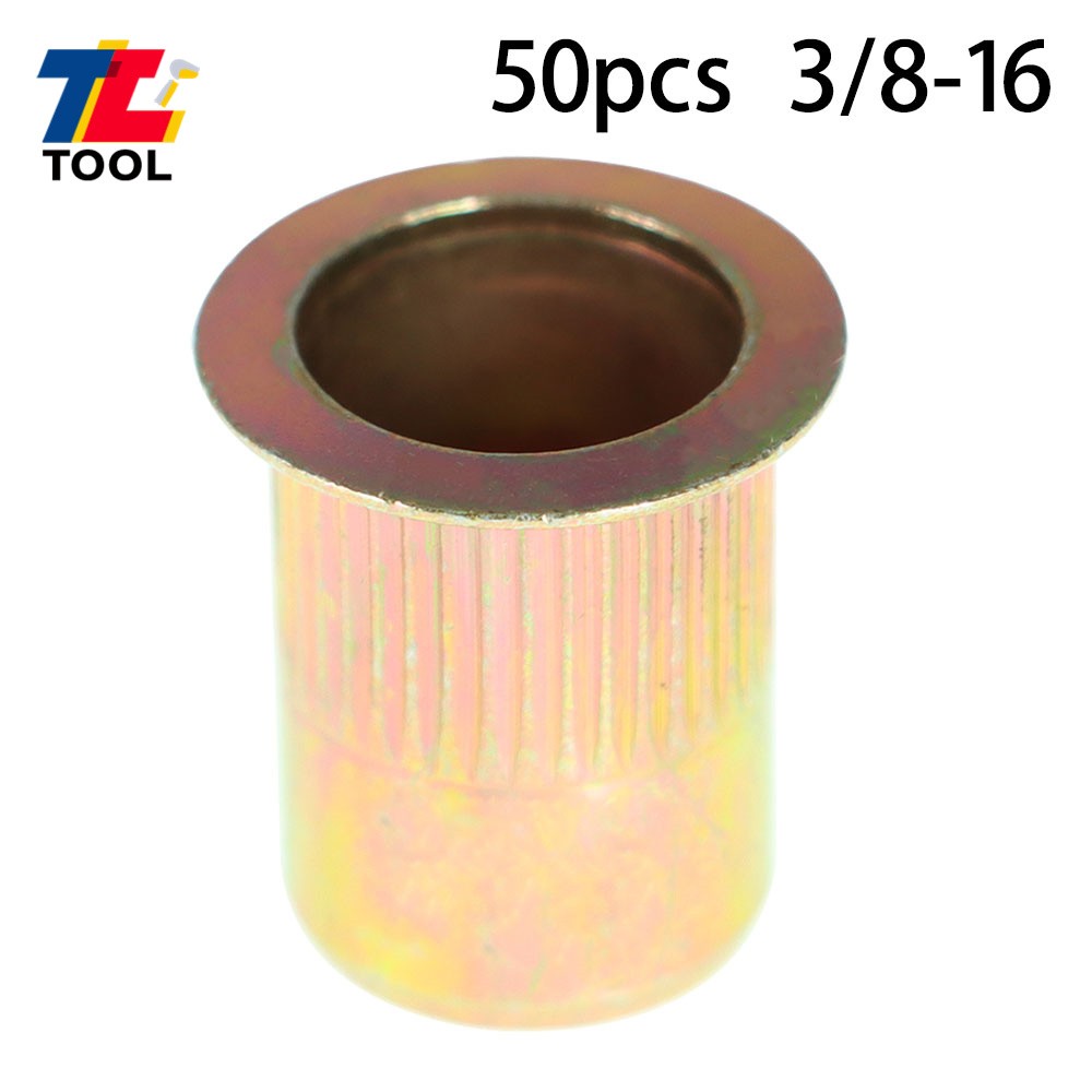 50 Pcs 3/8 -16 Rivet Gun Nuts Rivet Nuts Threaded Carbon Steel Insert Nutsert