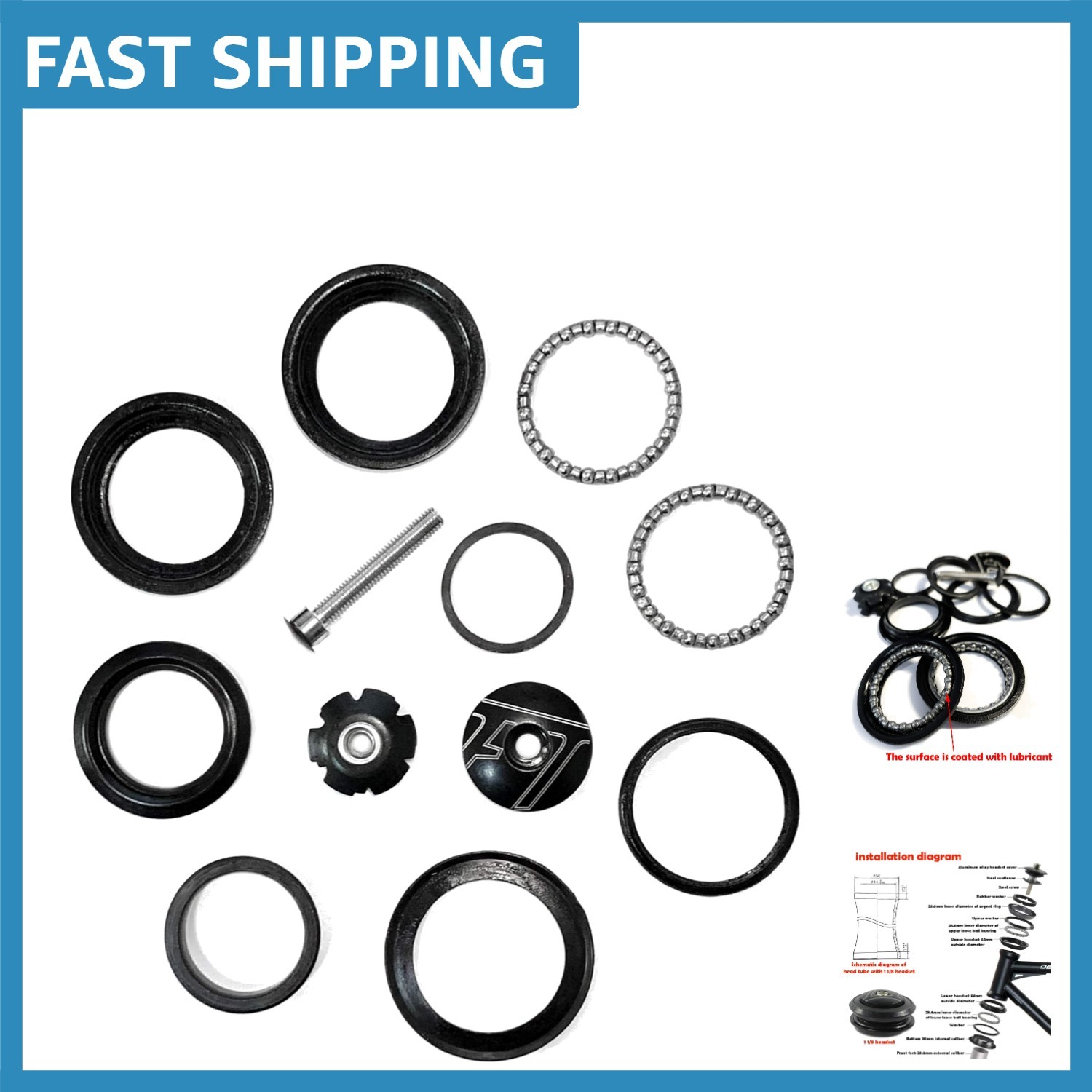 34mm BMX Bearing Nuts & Heavy Duty Headset Cap - Perfect for MTB Upgrades