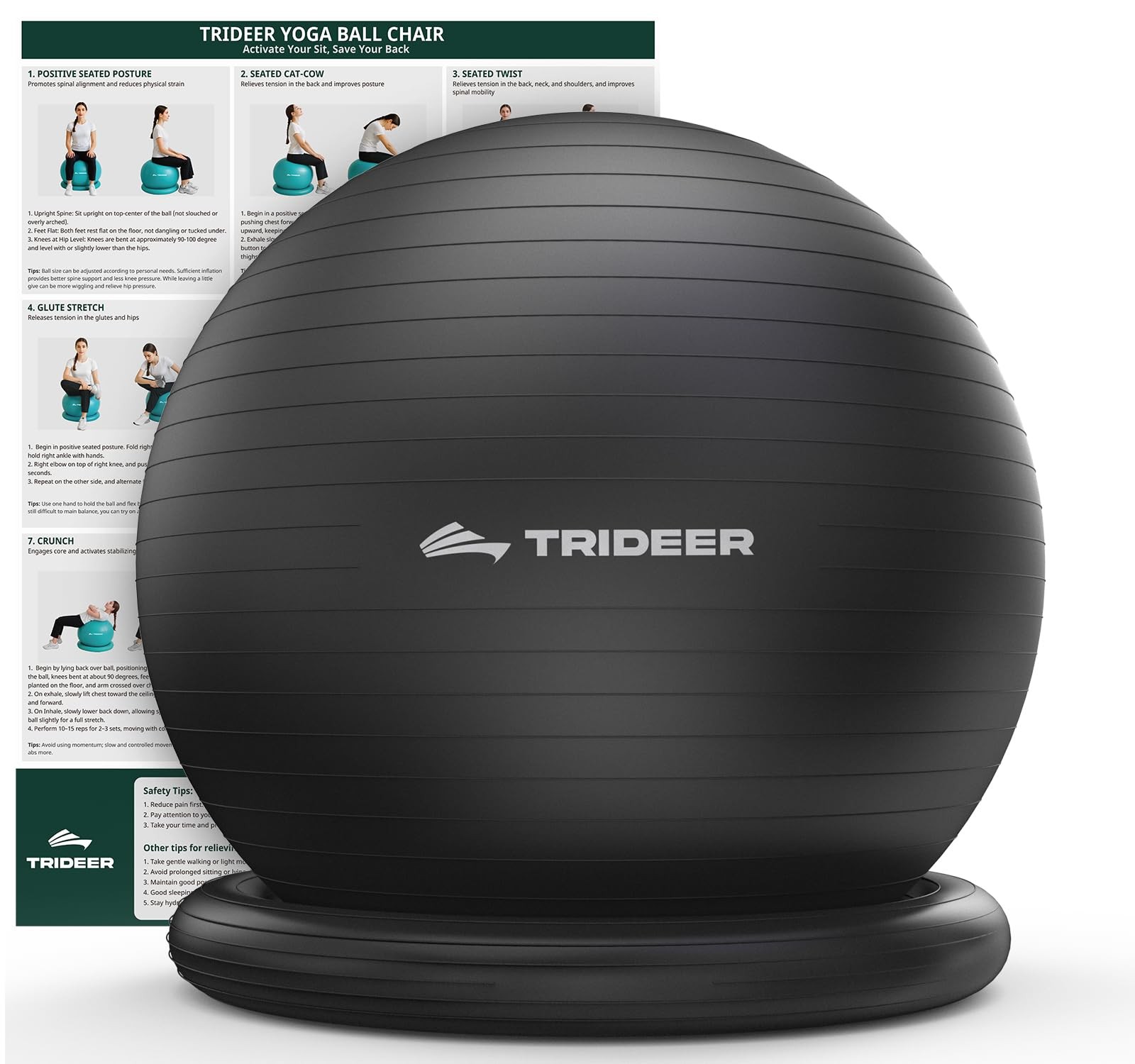 Trideer Ball Chair Yoga Ball Chair Exercise Ball Chair with Base for Home Office