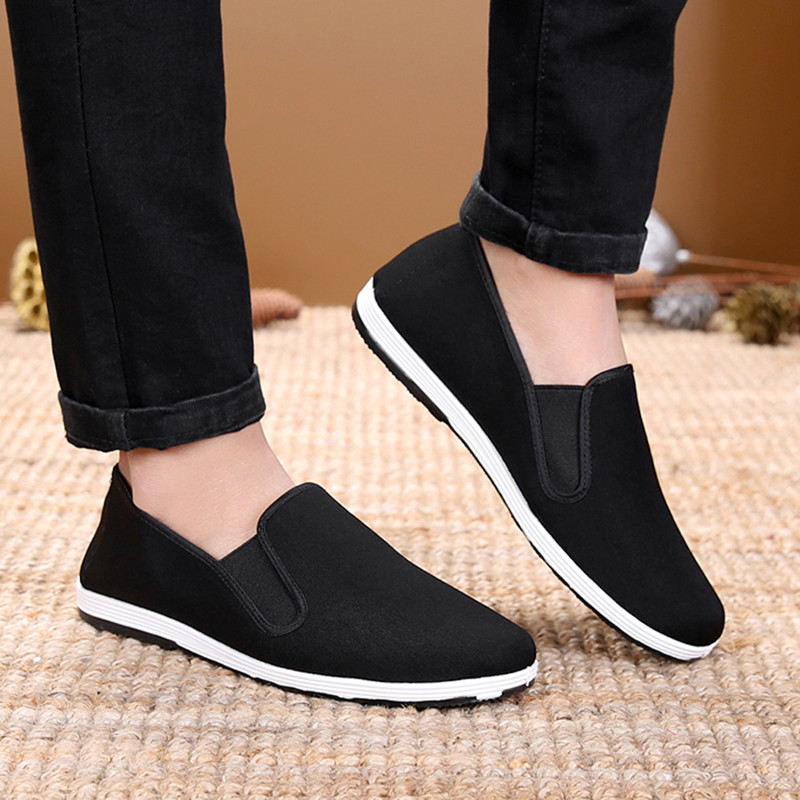 Mens Kung Fu Shoes Rubber Sole Tai Chi Martial Arts Slippers Chinese Style Black