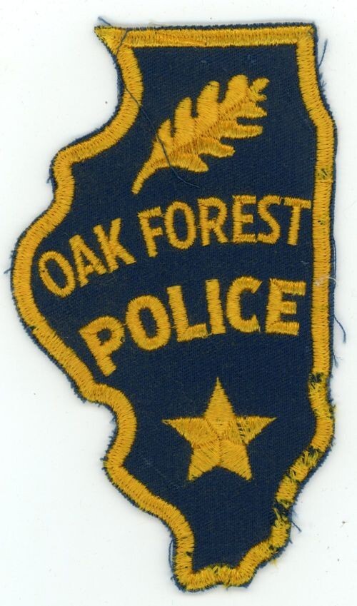 ILLINOIS IL OAK FOREST POLICE OLD VINTAGE STATE SHAPED SHOULDER PATCH SHERIFF