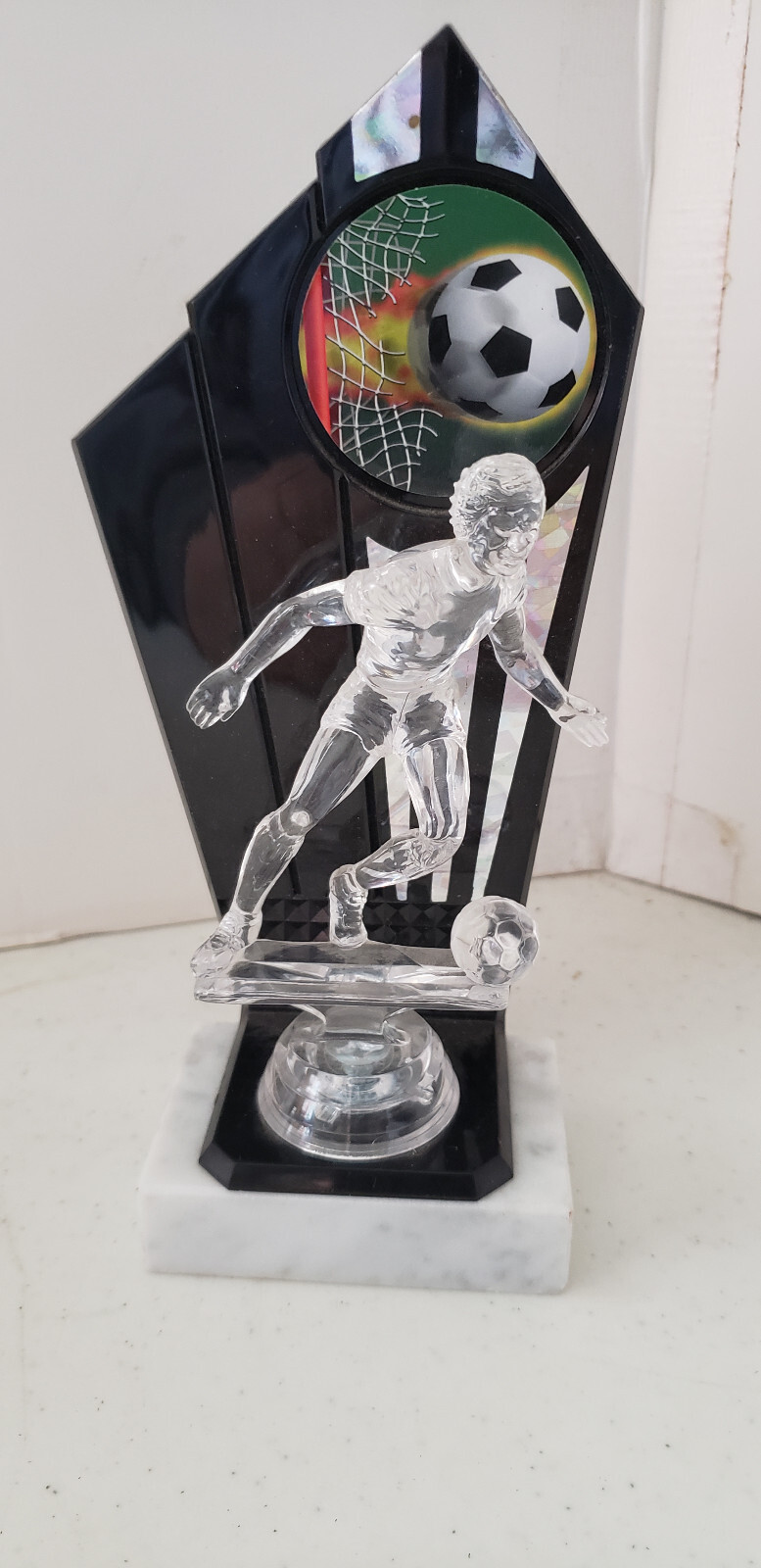 Soccer Trophy award tall acrylic and Marble Base