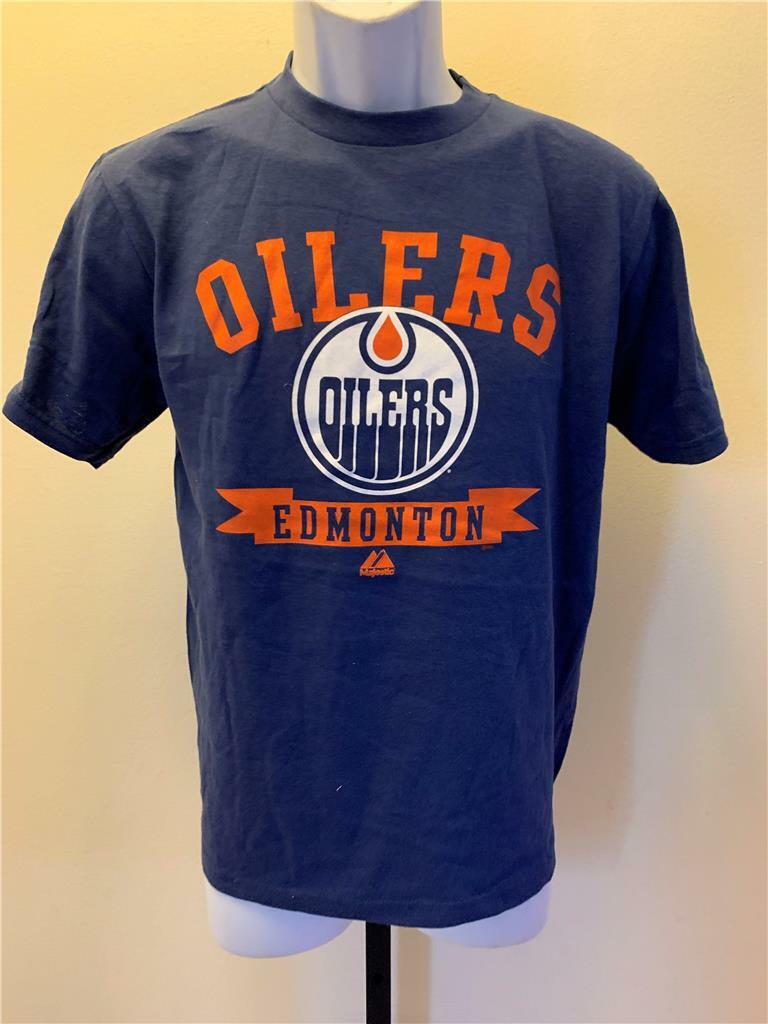 New Edmonton Oilers Youth Size XL 18/20 Blue Majestic Shirt