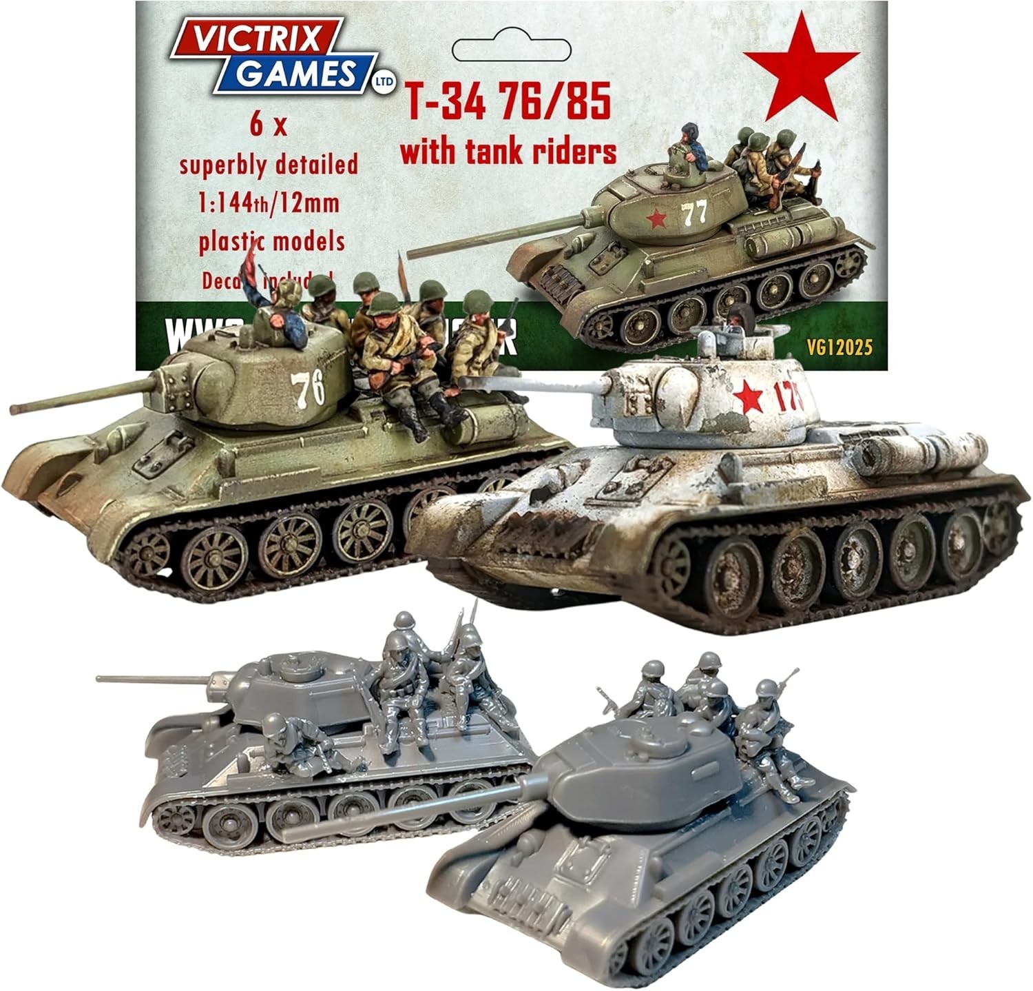 Victrix Miniatures WW2 Soviet Armour - Soviet T34 76/85 with Tank Riders