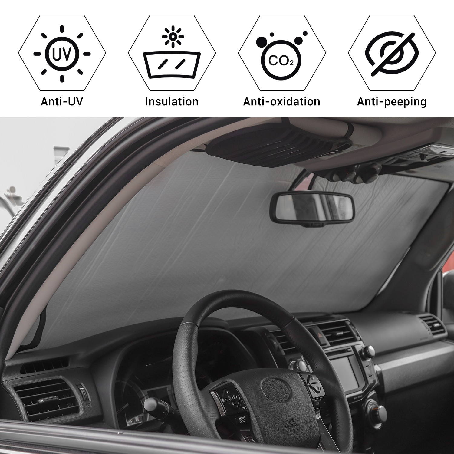 Front Windshield Sunshade Visor Anti Heat Shield Protect Cover for 4Runner 2010+