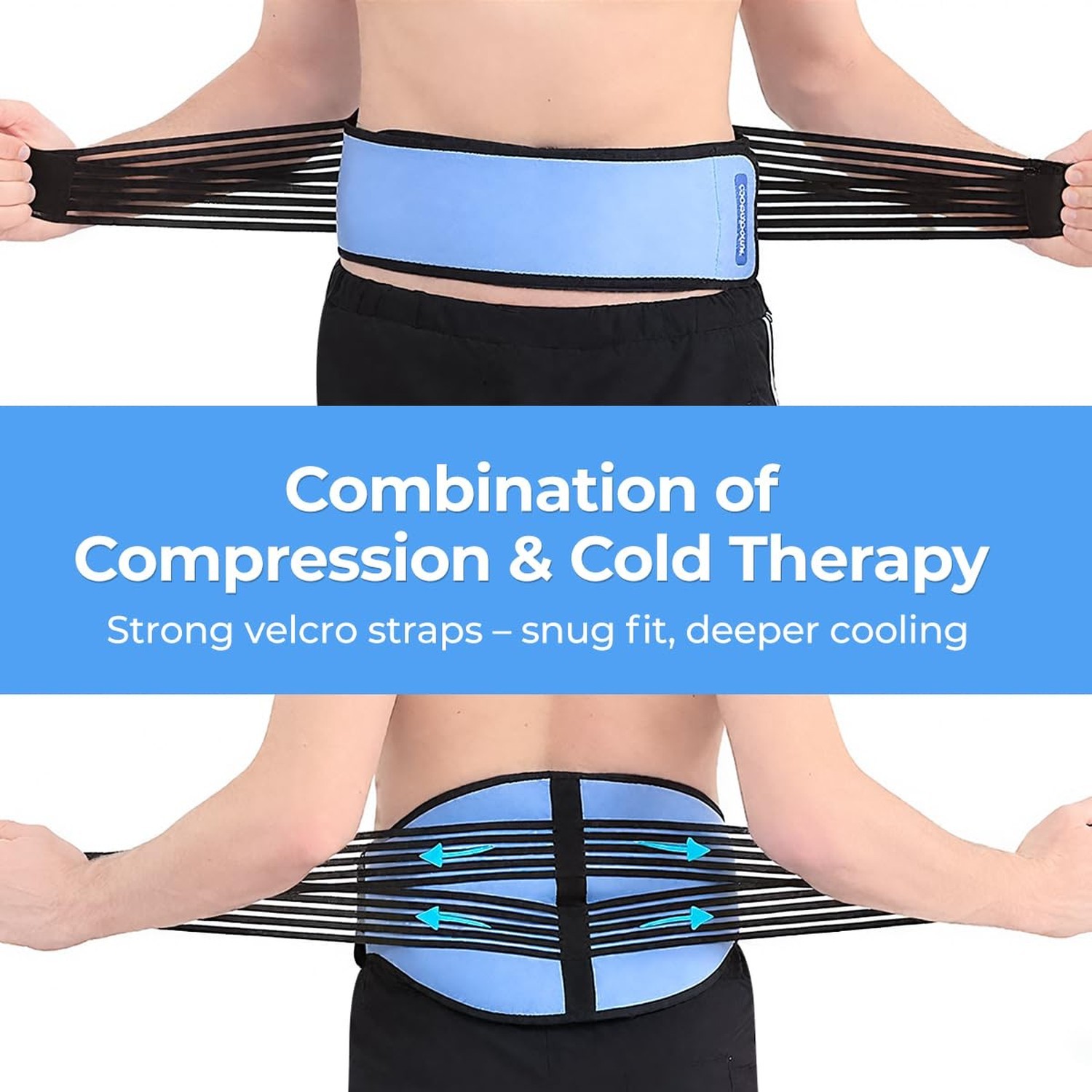 Ice Pack for Back Pain Relief with Compression, 2 Packs Reusable Lower Back W...