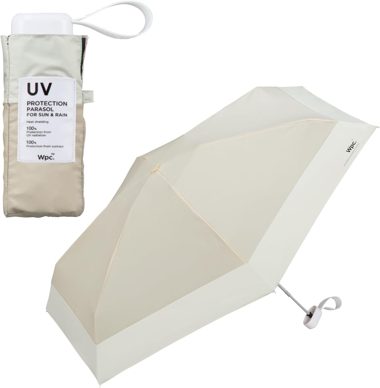 Wpc UV Protection Parasol for Sun&Rain Beige 47cm 210g UV Shield 100% UPF50+