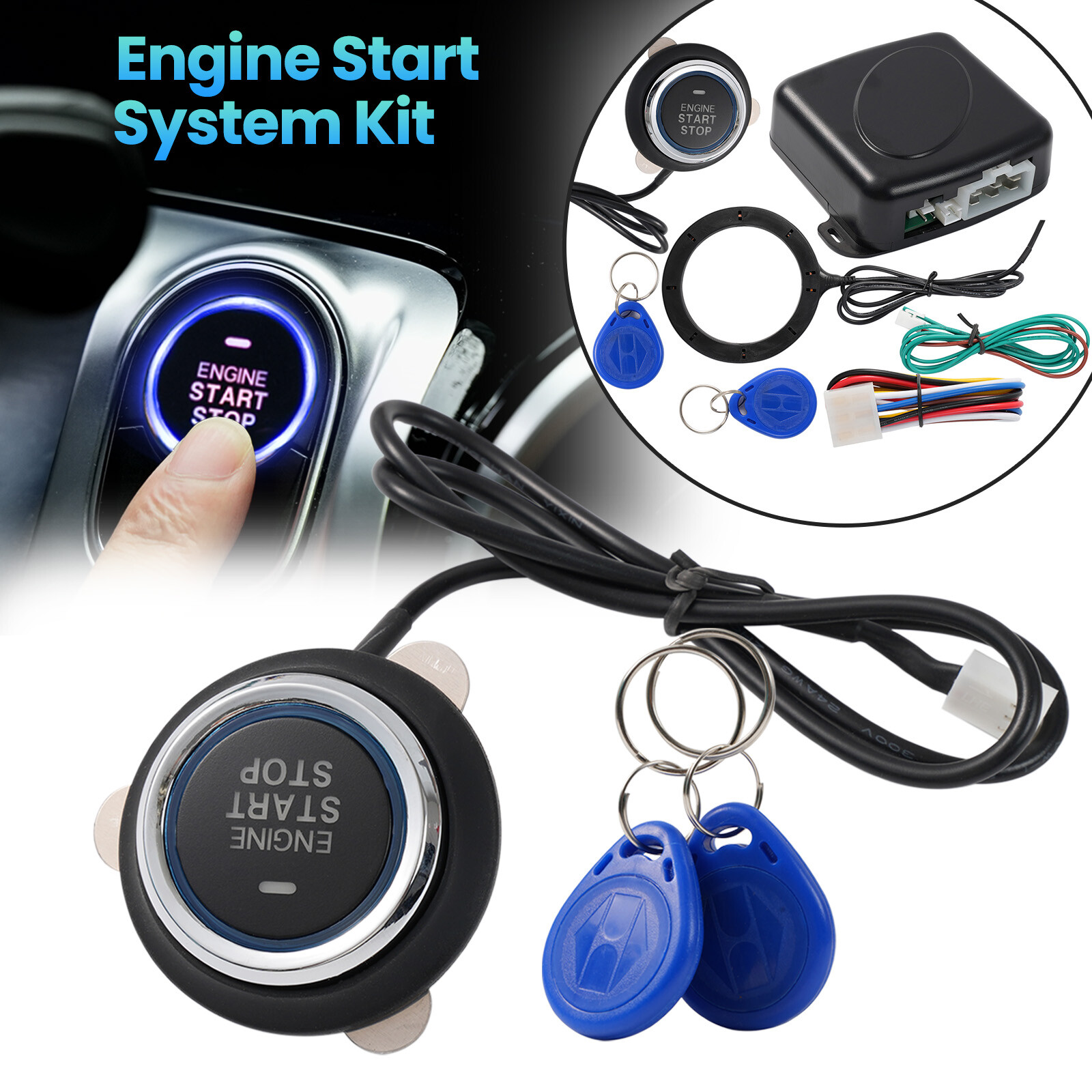 Universal Anti-Theft 12V RFID Car Ignition Start Push Button Keyless Entry Kit